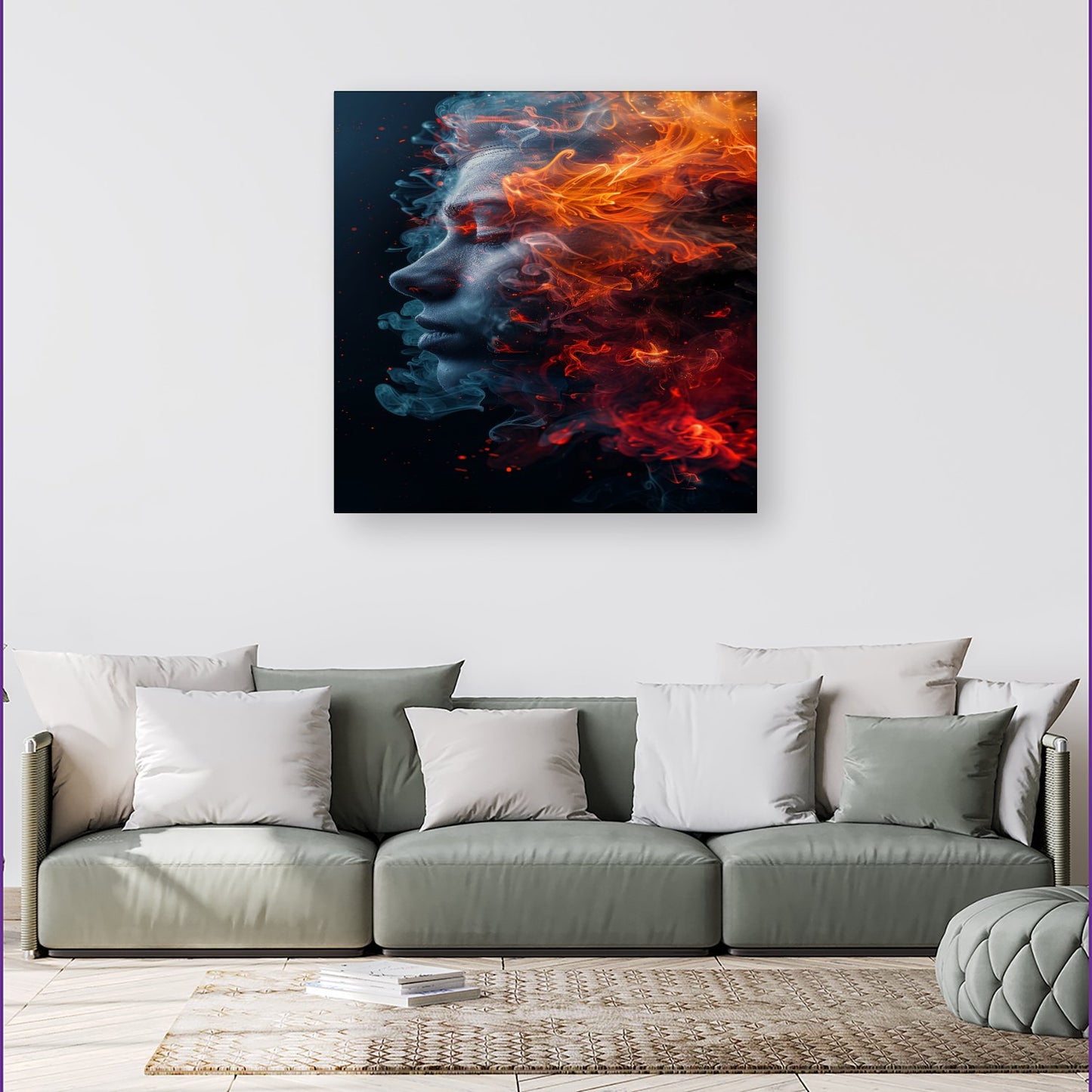 Fiery Mindscape: Portrait In Flames Canvas