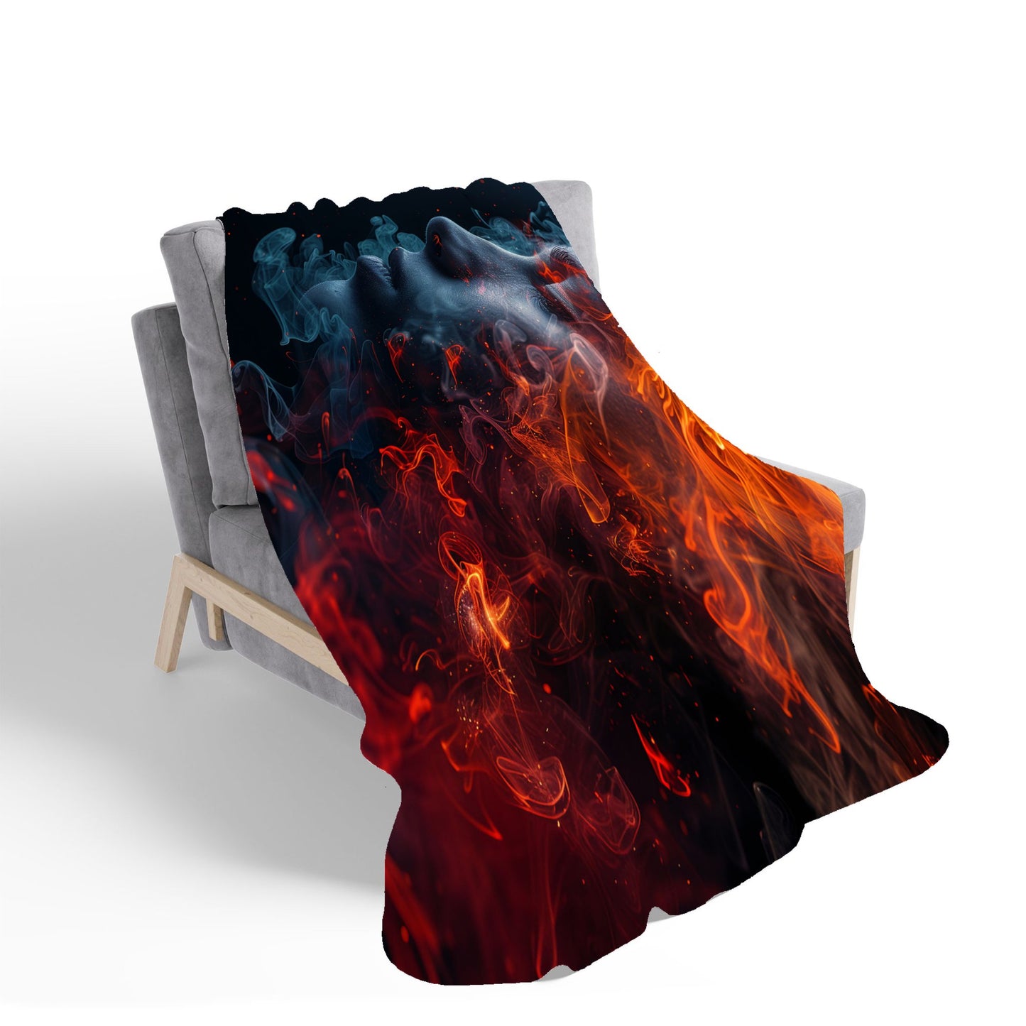 Fiery Mindscape: Portrait In Flames Sherpa Blanket