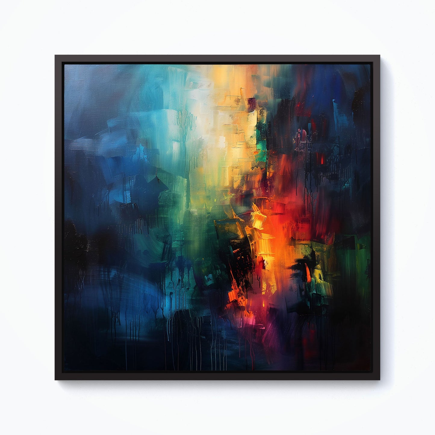 Colourful Chaos: Urban Dreamscape Framed Canvas