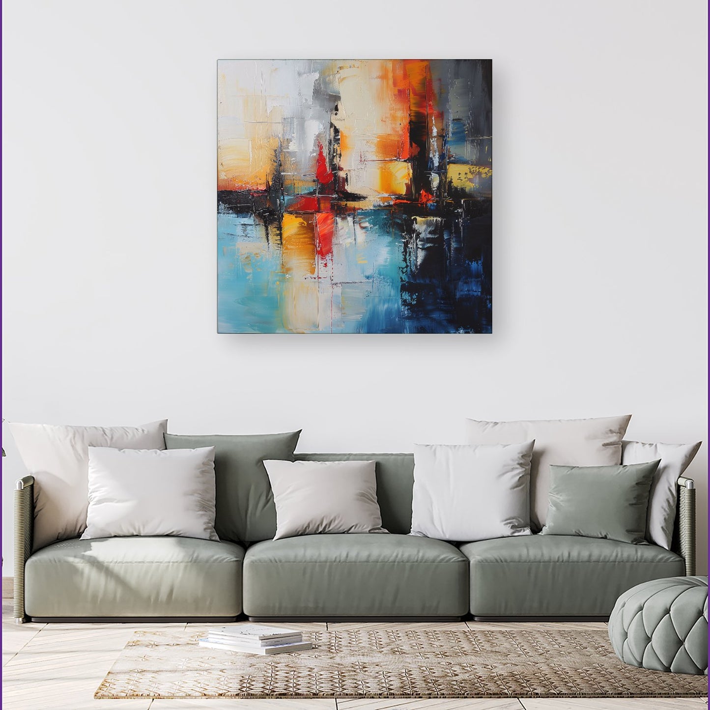 Reflective Splendour: City In Abstract Canvas