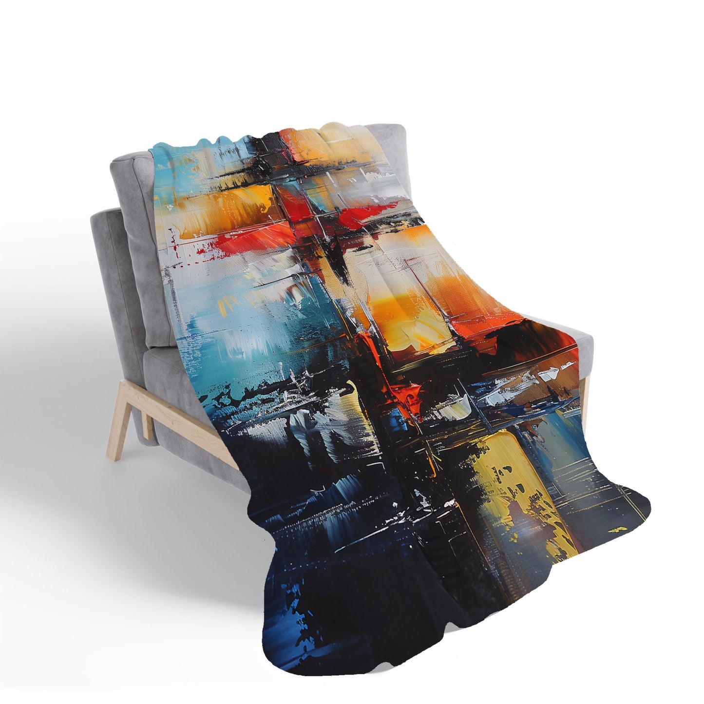 Reflective Splendour: City In Abstract Sherpa Blanket