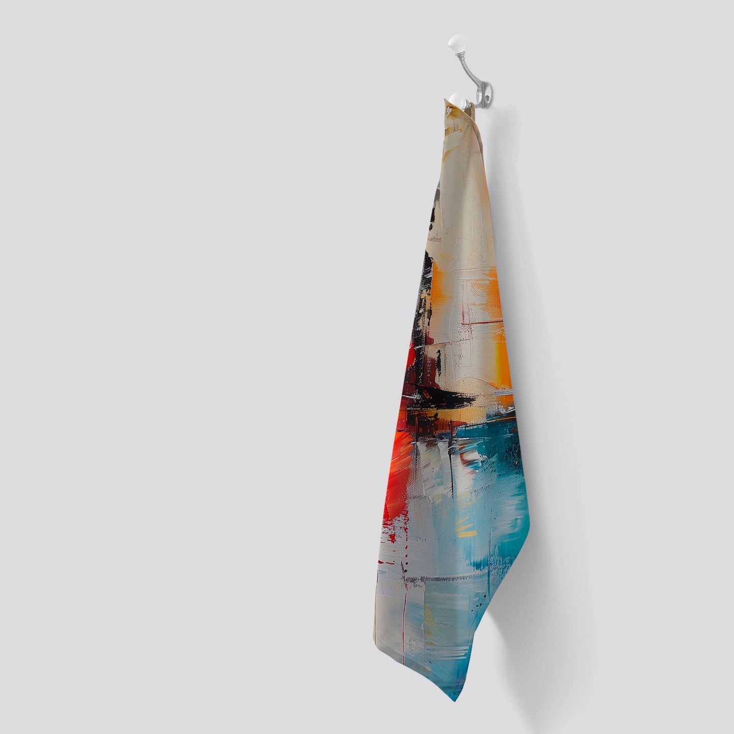 Reflective Splendour: City In Abstract Tea Towel