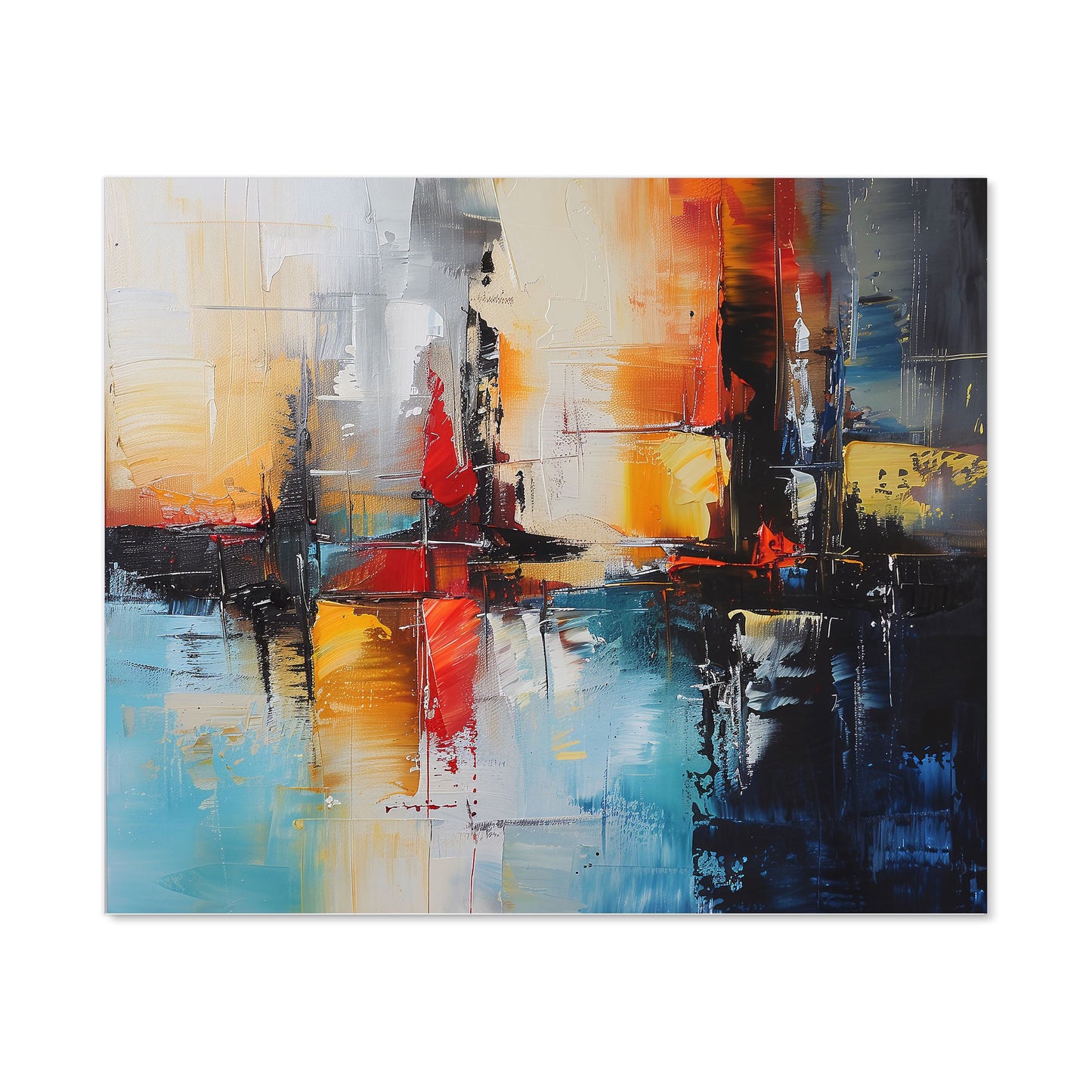 Reflective Splendour: City In Abstract Kitchen Splashback