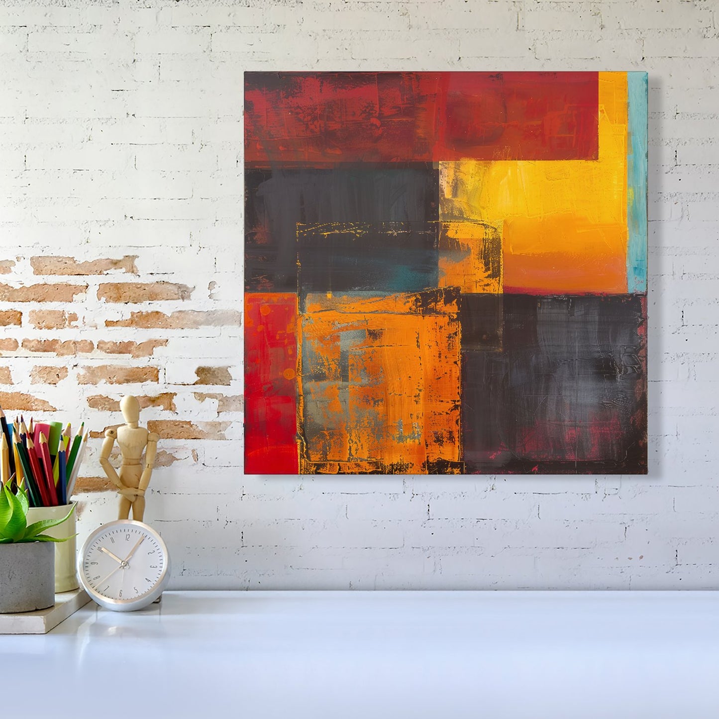 Golden Blocks Of Abstract Canvas