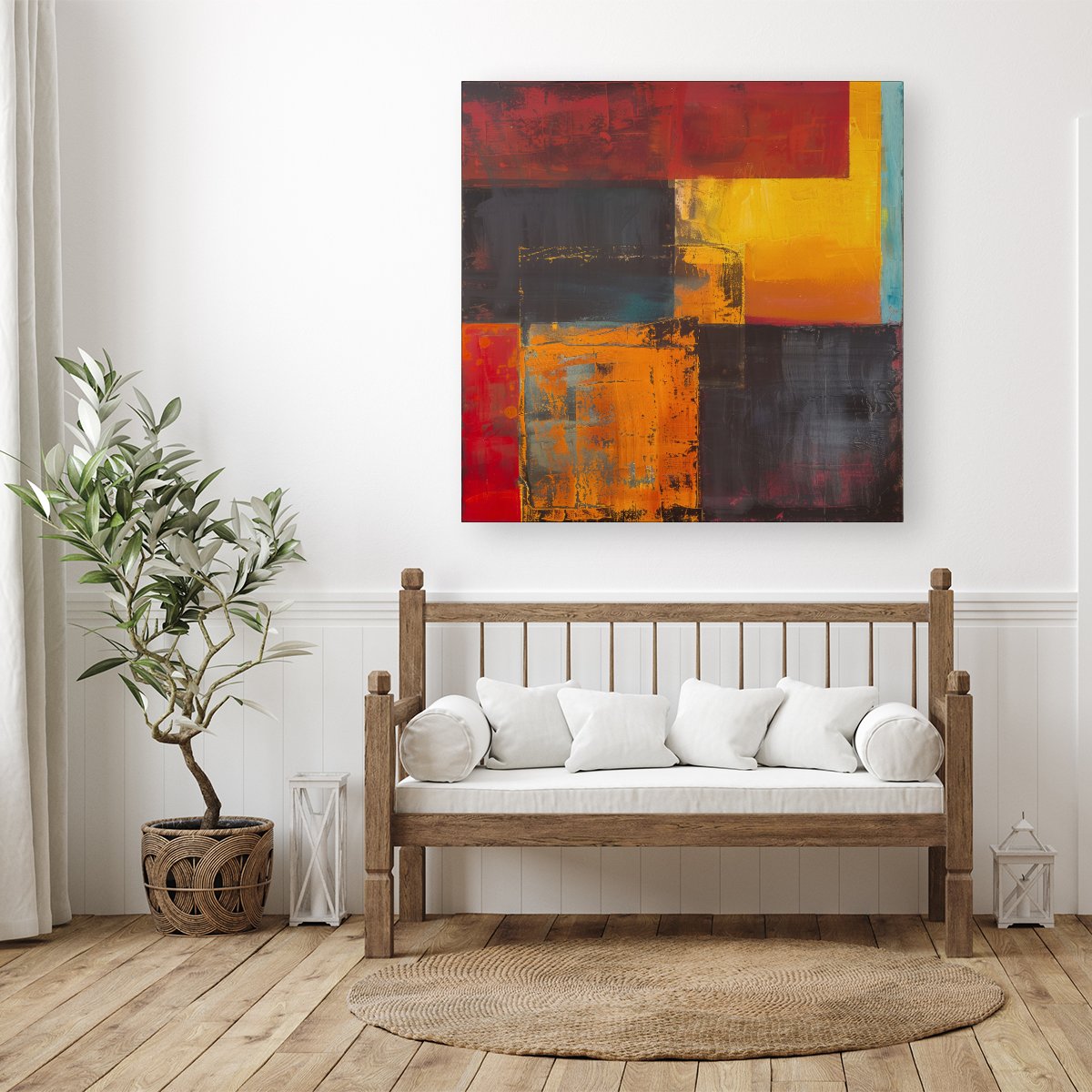 Golden Blocks Of Abstract Canvas