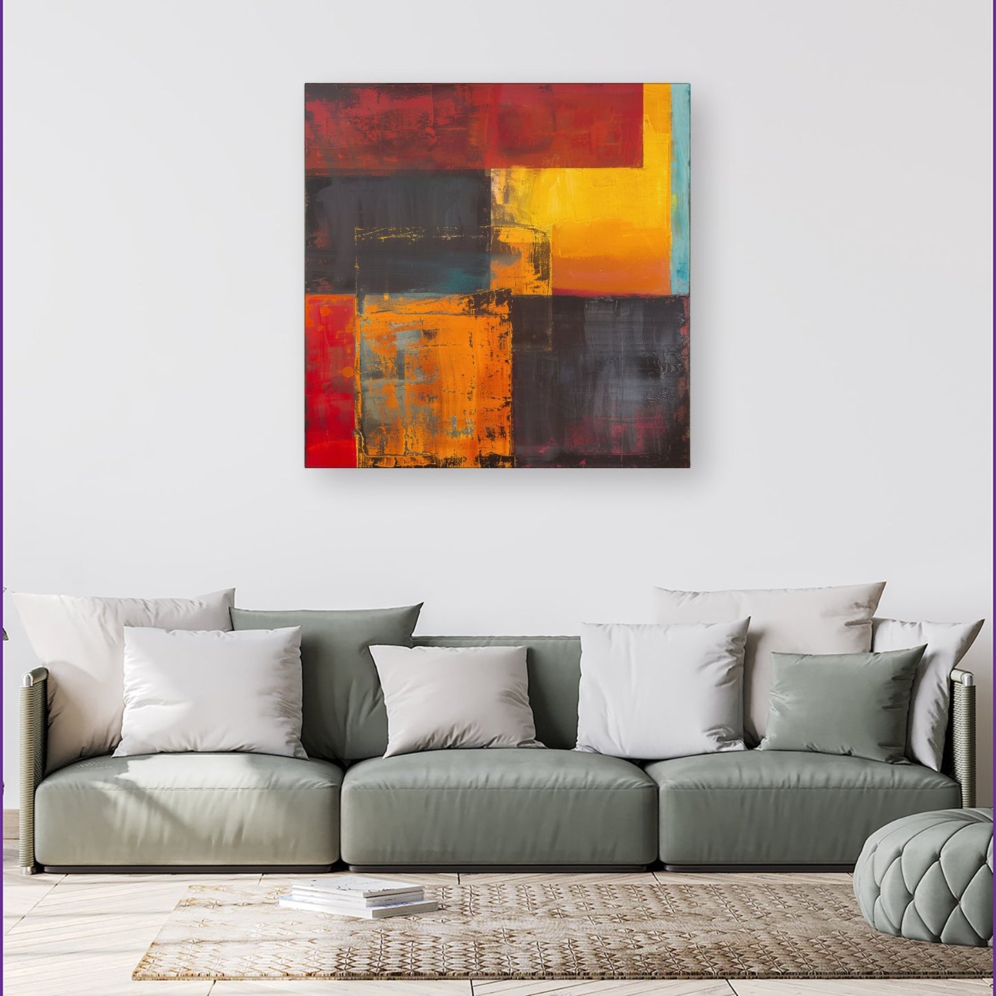 Golden Blocks Of Abstract Canvas