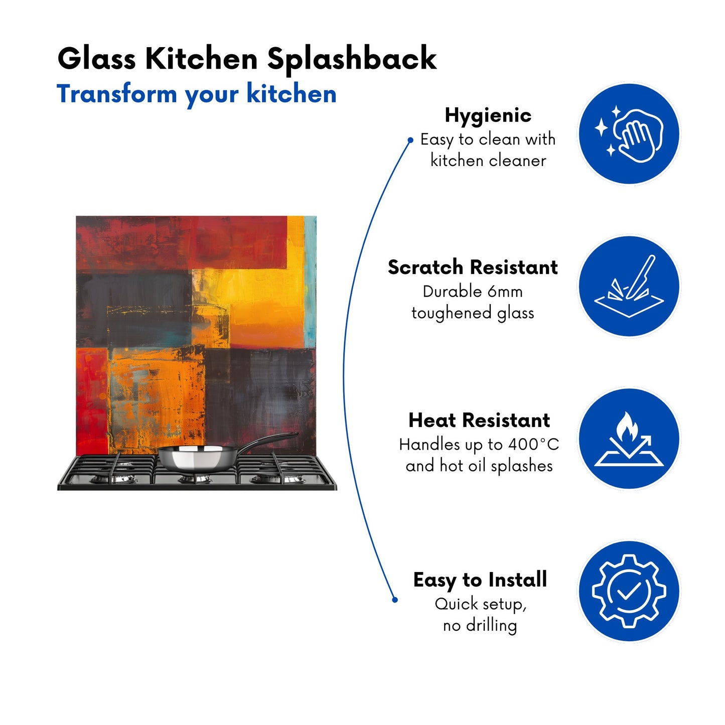 Golden Blocks Of Abstract Kitchen Splashback