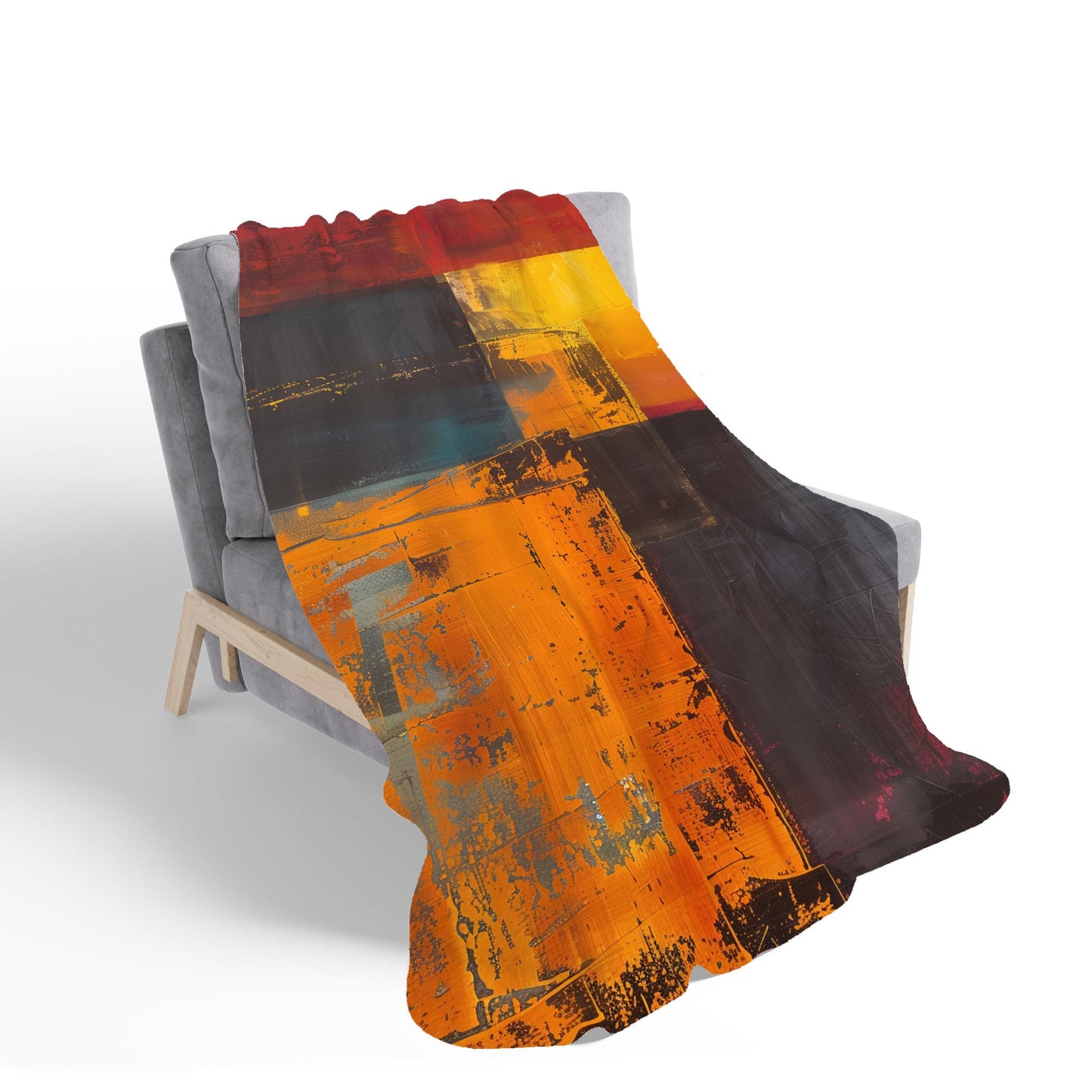 Golden Blocks Of Abstract Sherpa Blanket