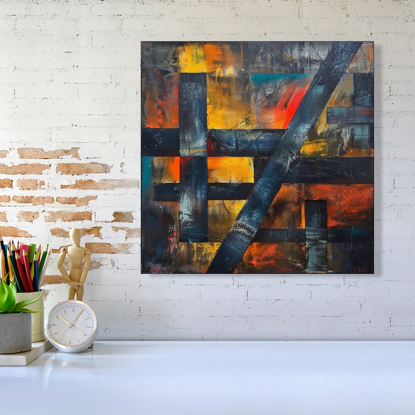 Geometric Interplay: Abstract Patterns Canvas