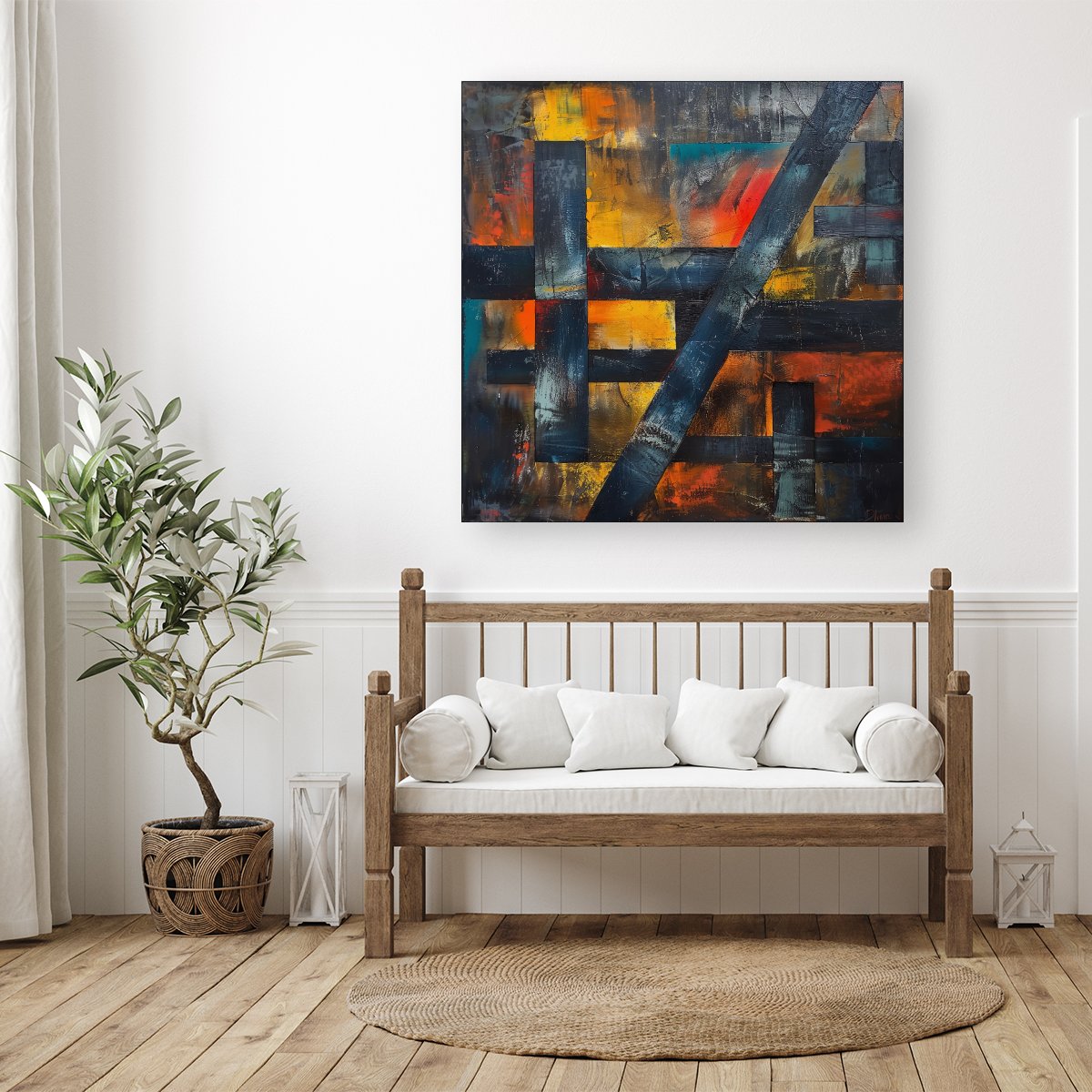 Geometric Interplay: Abstract Patterns Canvas