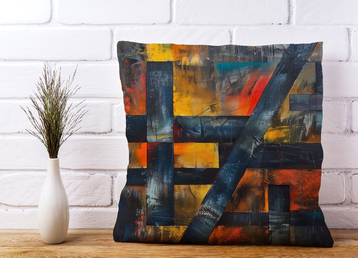Geometric Interplay: Abstract Patterns Cushions