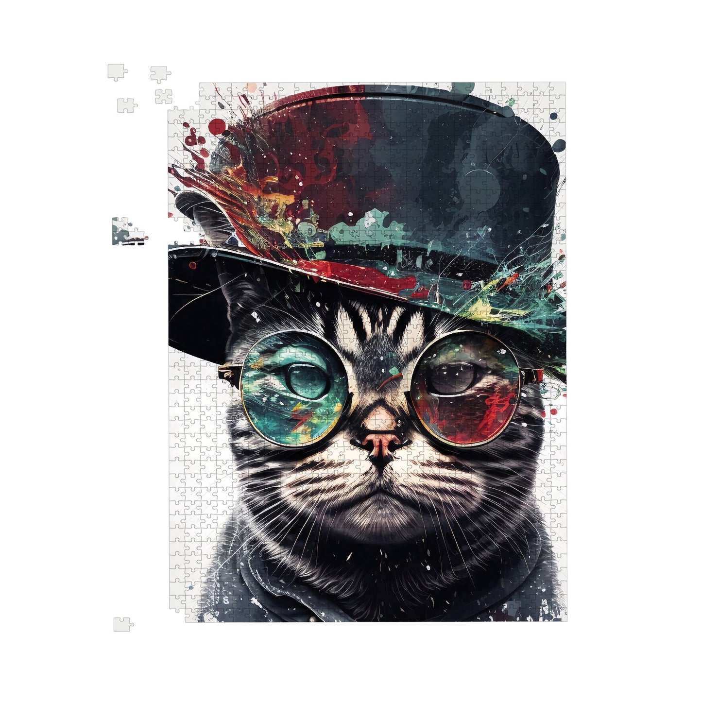 Splashart American Short Haired Cat In Hat Jigsaw Puzzle