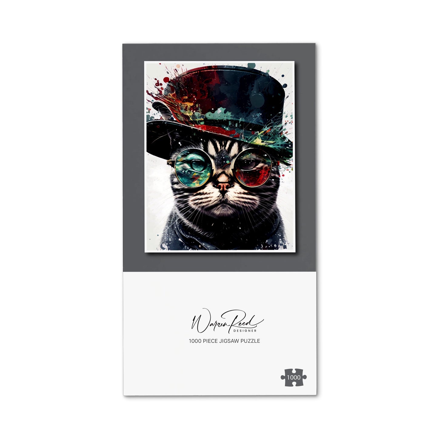 Splashart American Short Haired Cat In Hat Jigsaw Puzzle