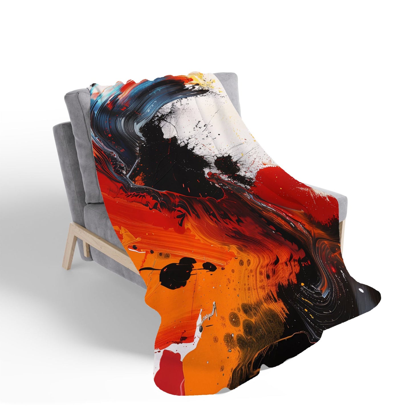 Fiery Waves: Abstract Motion Sherpa Blanket