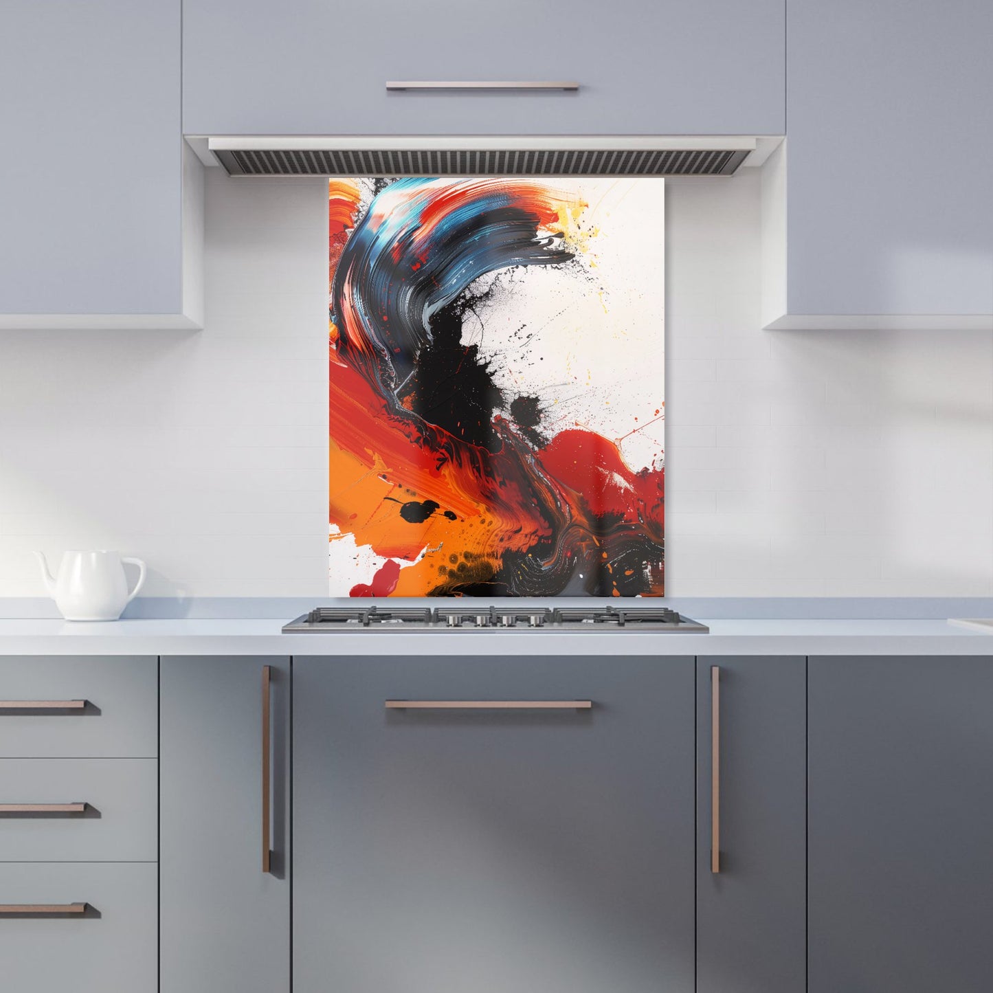 Fiery Waves: Abstract Motion Kitchen Splashback