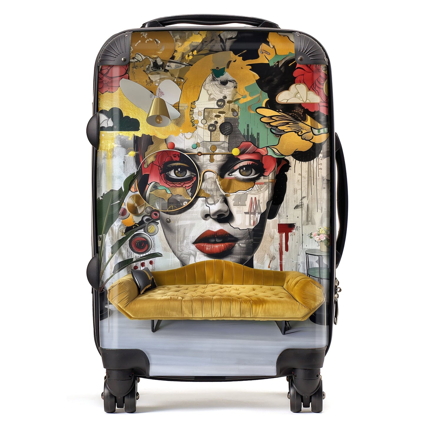 Abstract Face Behind Sofa Suitcase