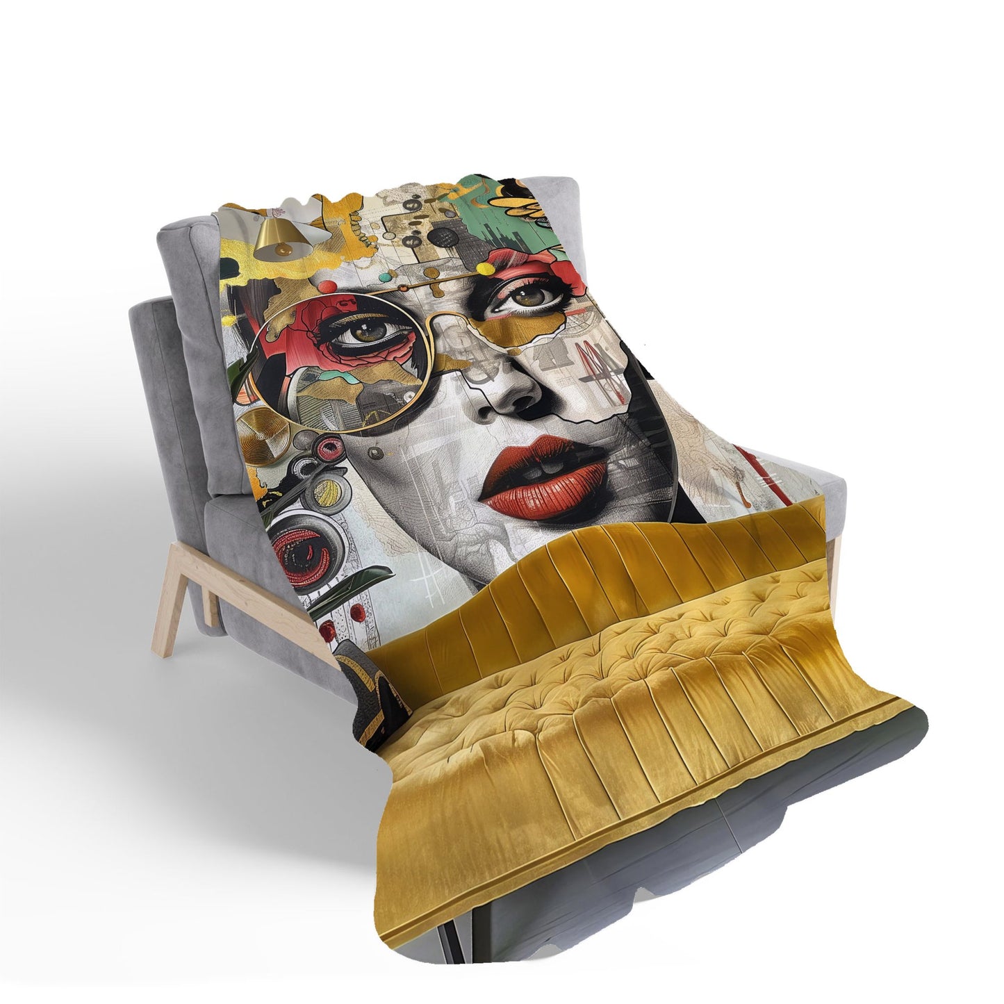 Abstract Face Behind Sofa Sherpa Blanket