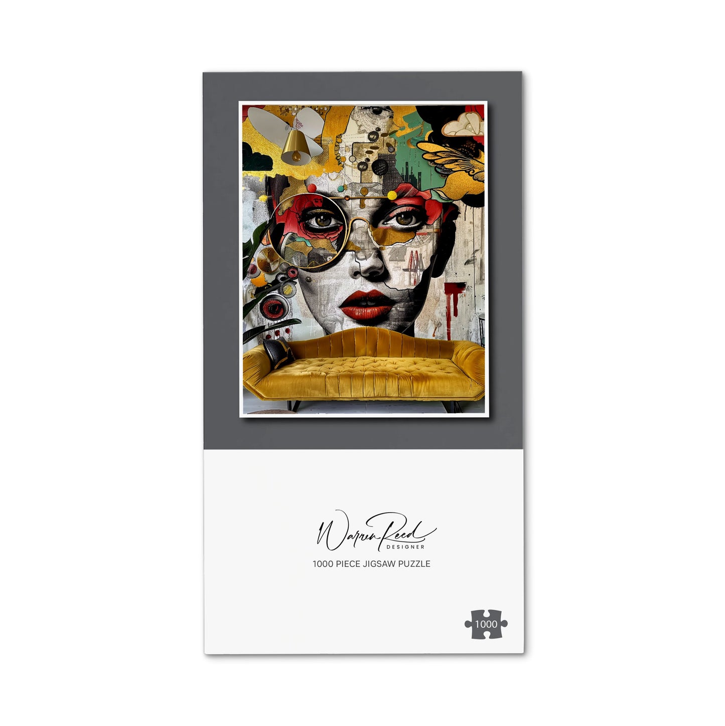 Abstract Face Behind Sofa Jigsaw Puzzle