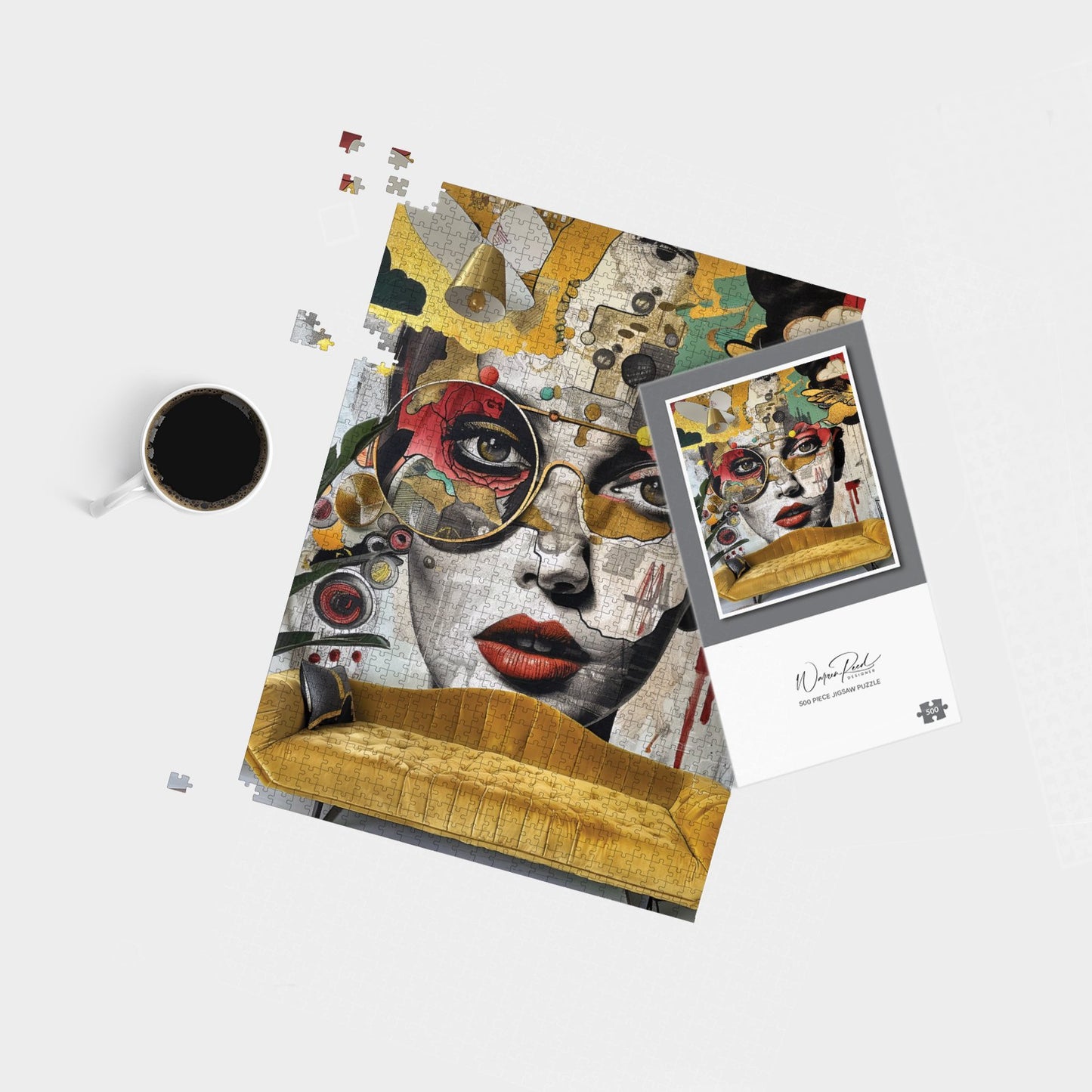 Abstract Face Behind Sofa Jigsaw Puzzle
