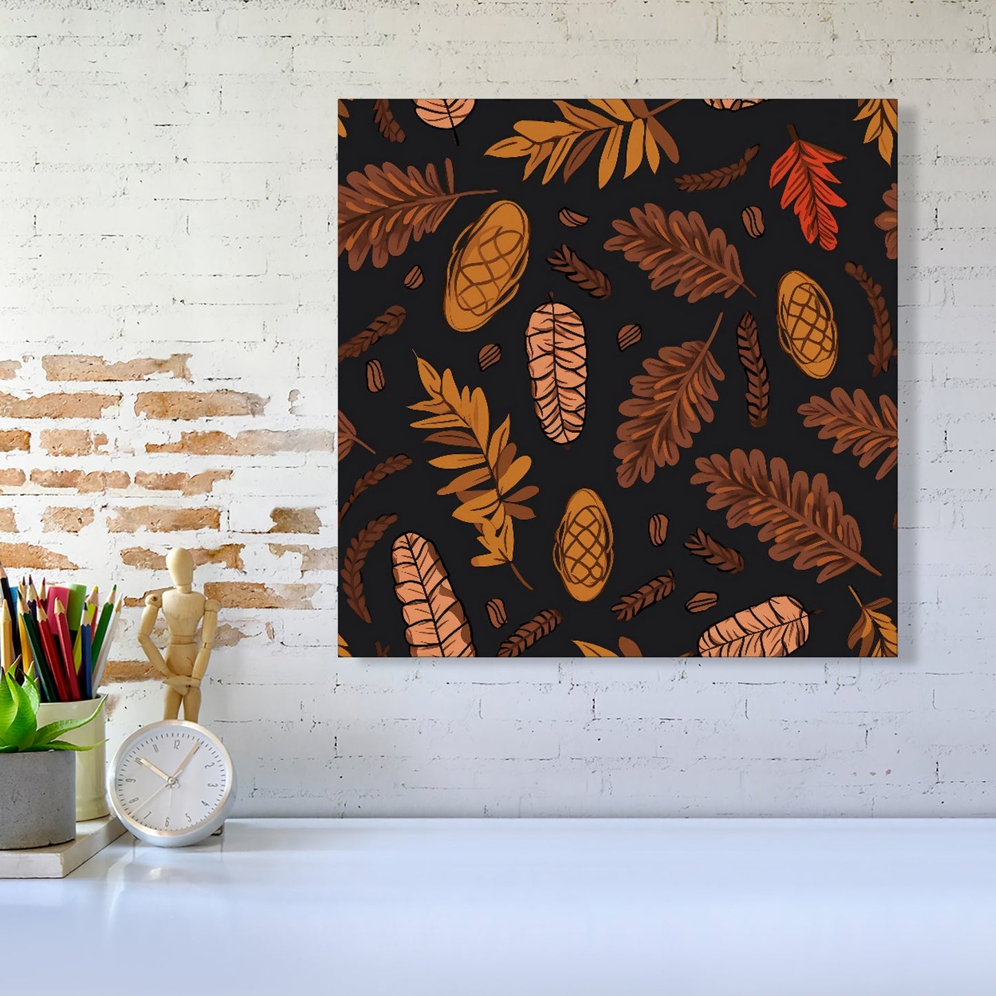 Autumn Leaves And Pinecones Canvas