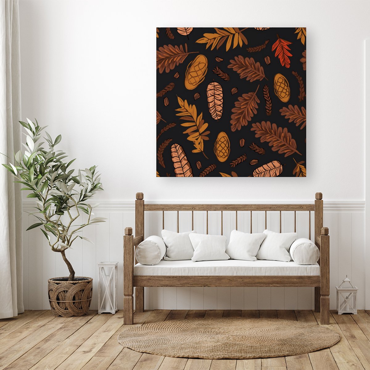 Autumn Leaves And Pinecones Canvas