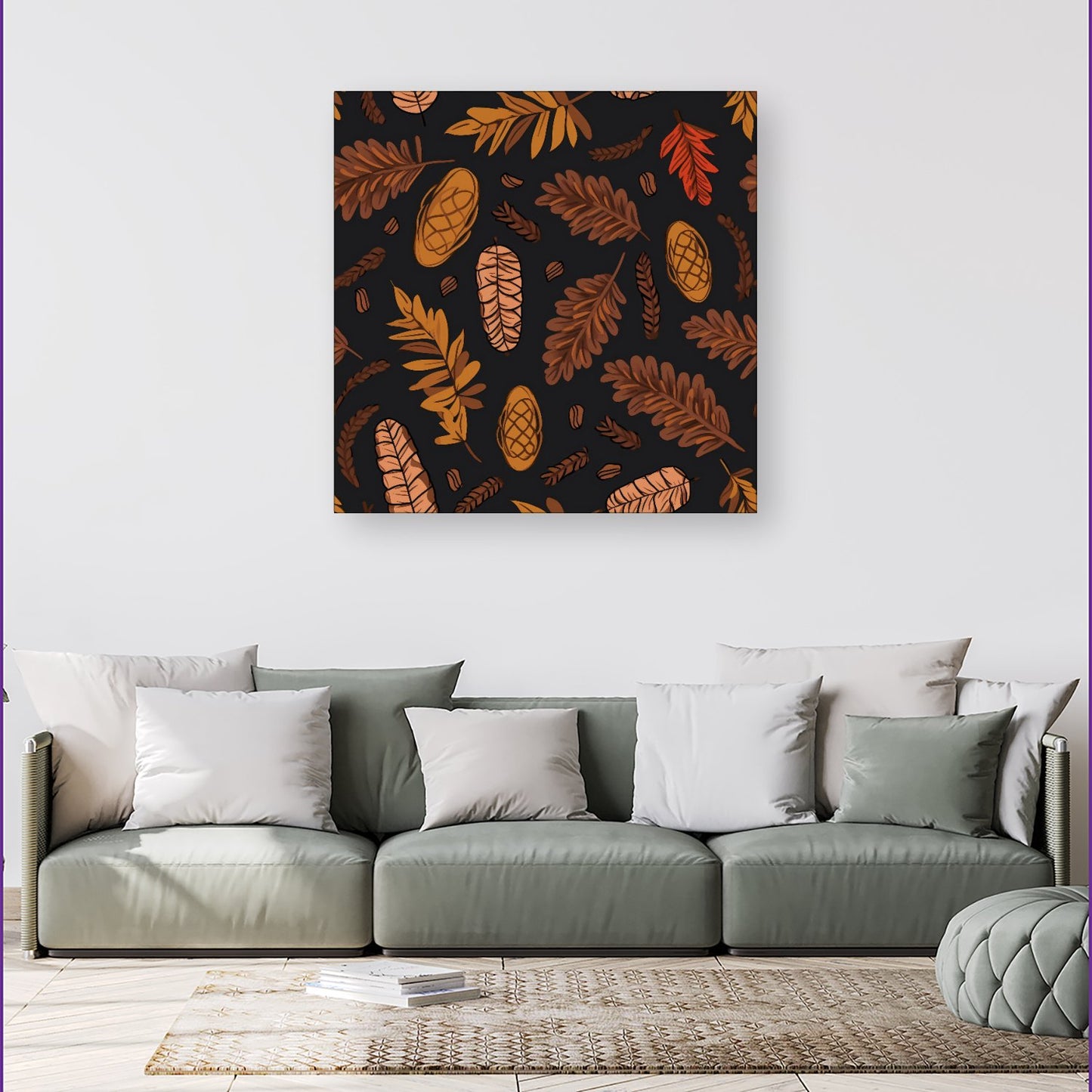 Autumn Leaves And Pinecones Canvas