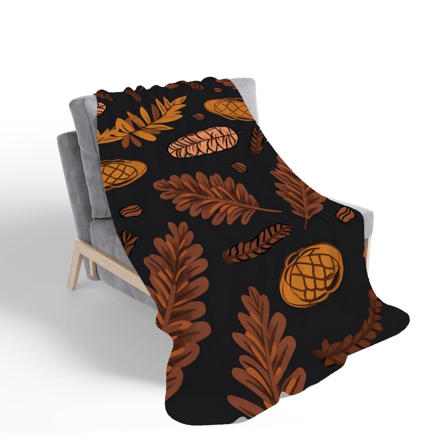 Autumn Leaves And Pinecones Sherpa Blanket