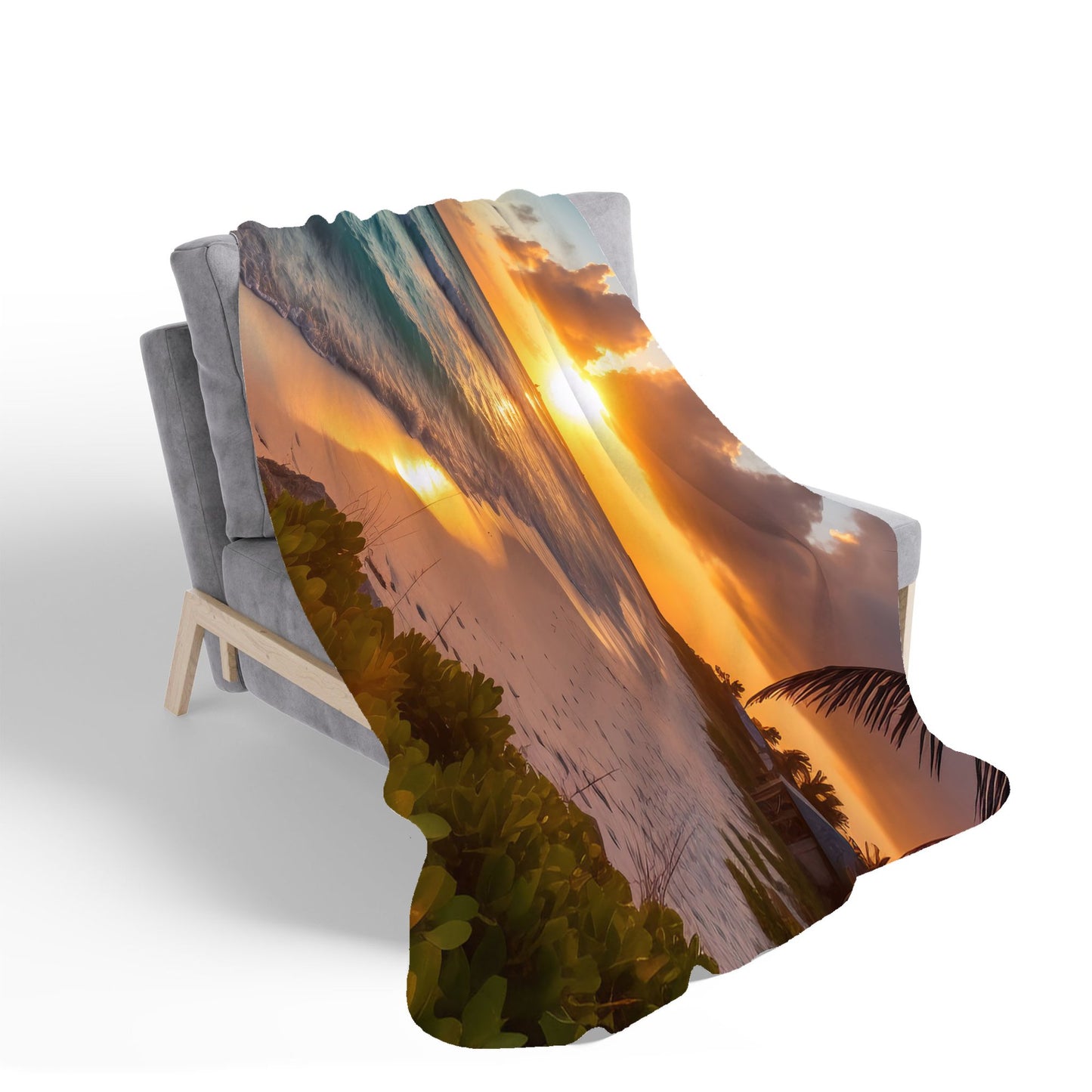 Sunrise On The Beach Sherpa Blanket
