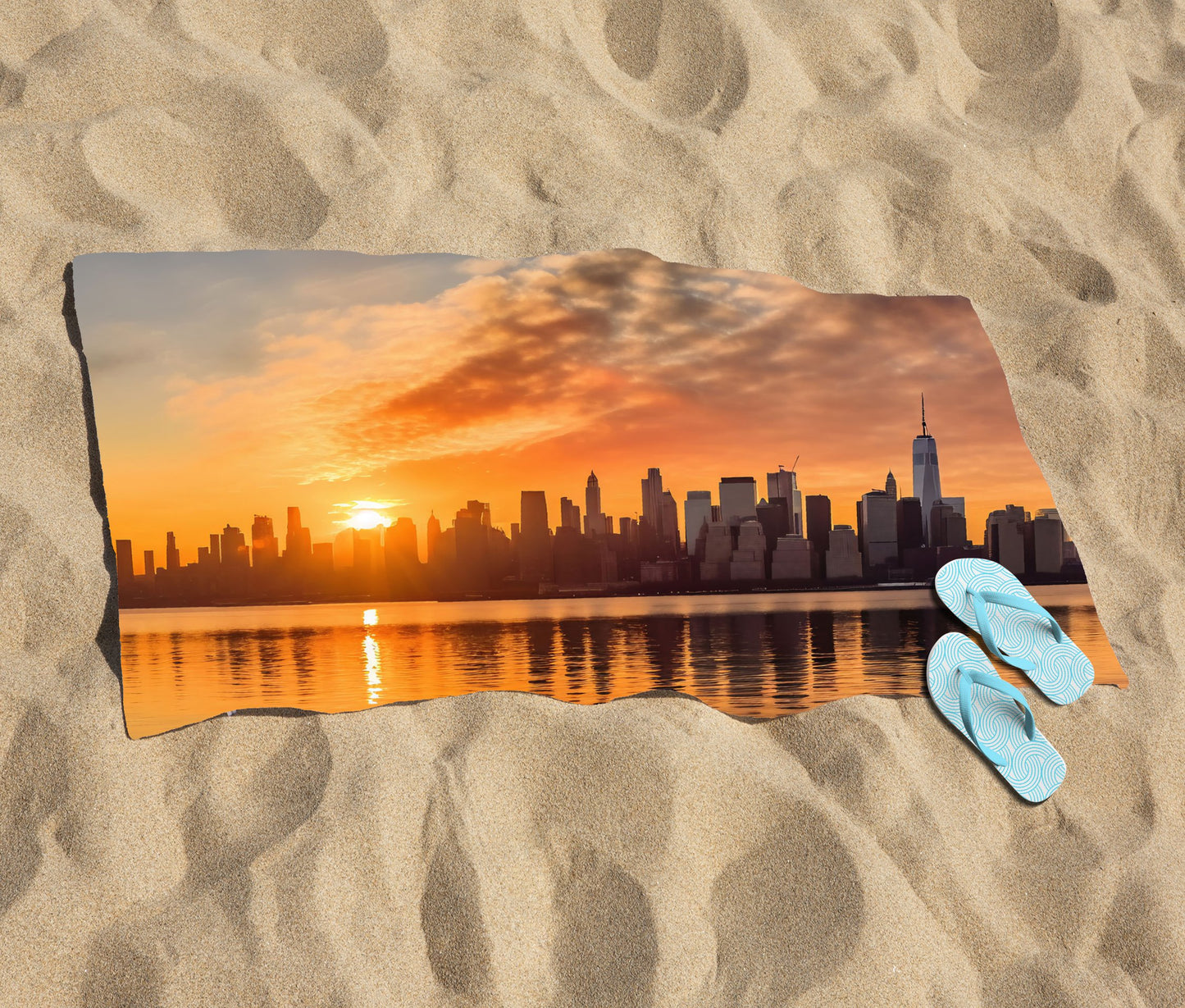 New York At Sunrise Beach Towel