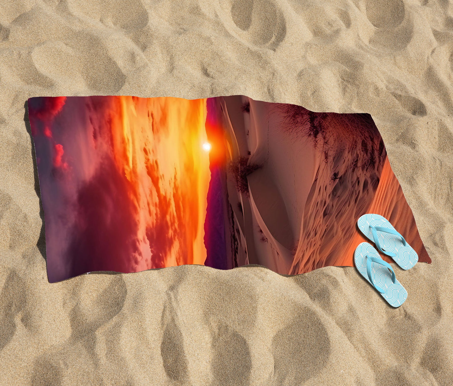 Sunset In The Desert Beach Towel