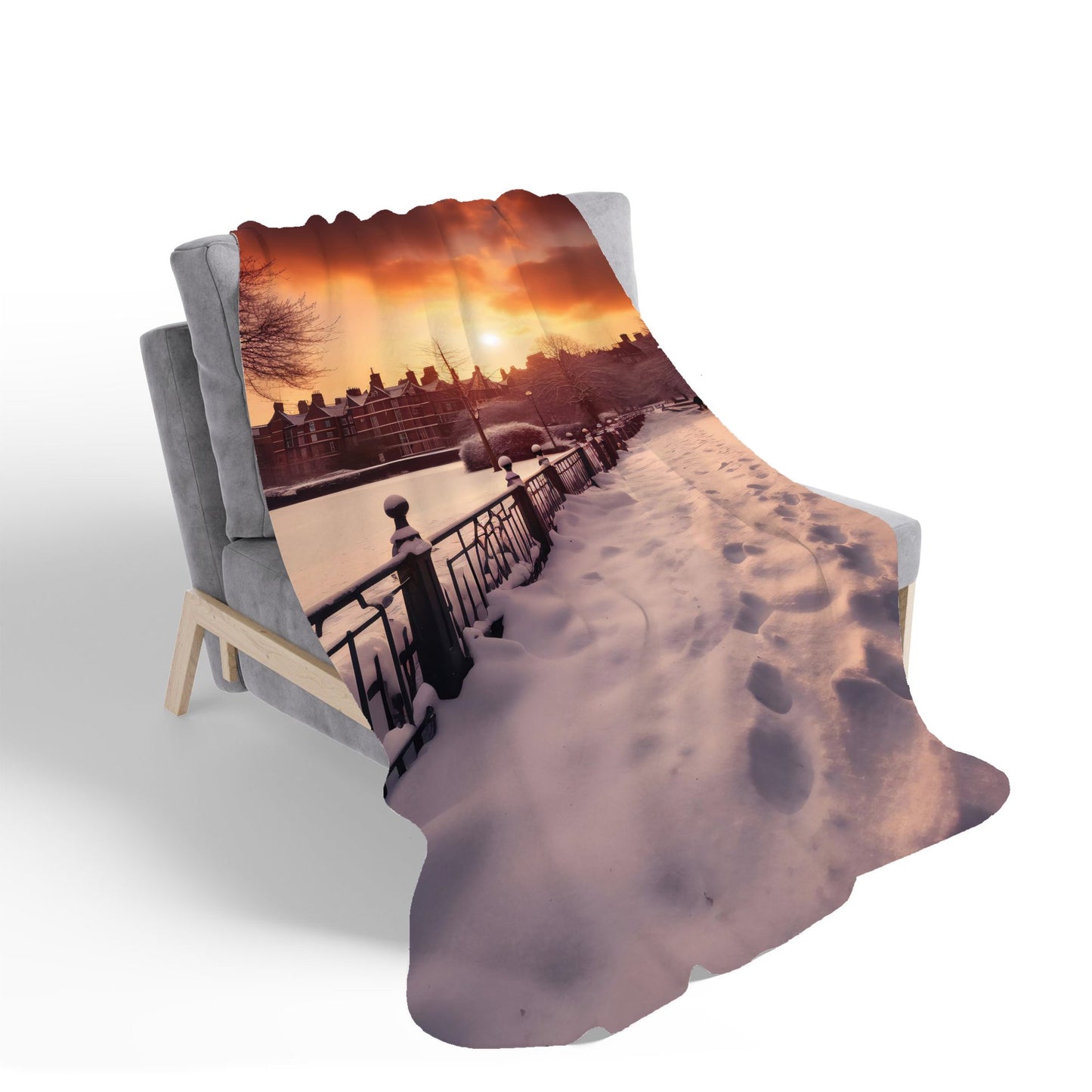 A Snowy Walk In London Sherpa Blanket