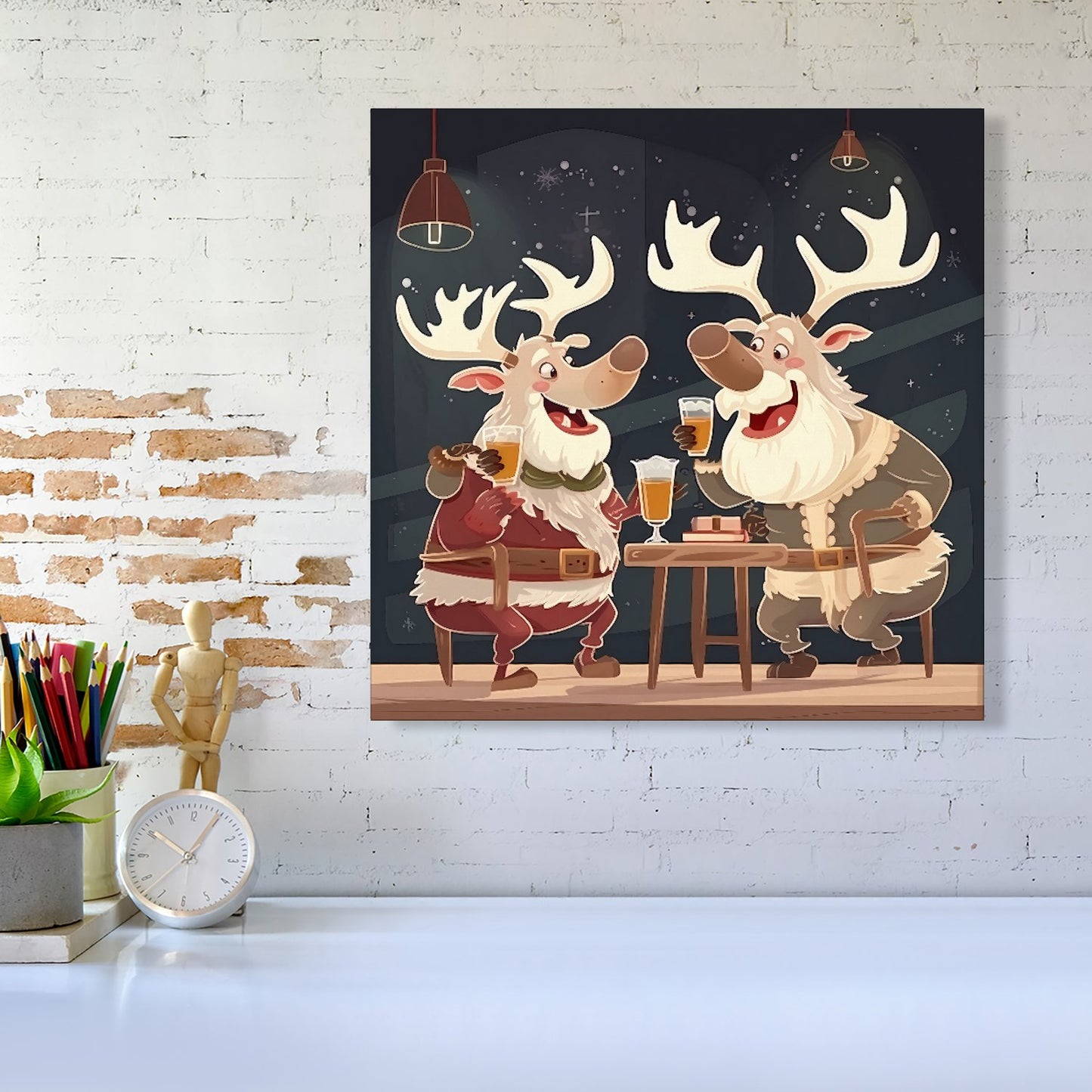 Reindeers Down The Pub Canvas