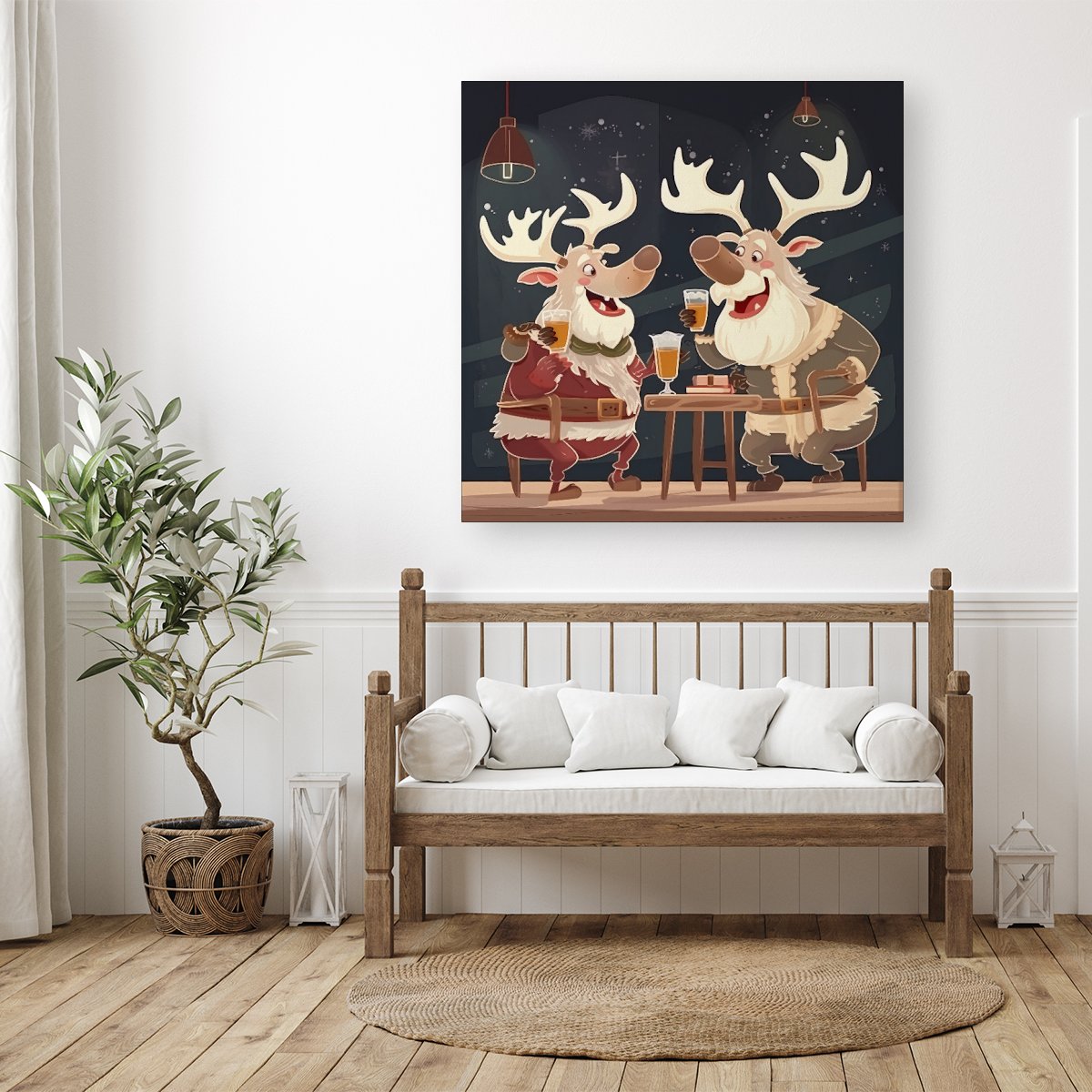Reindeers Down The Pub Canvas