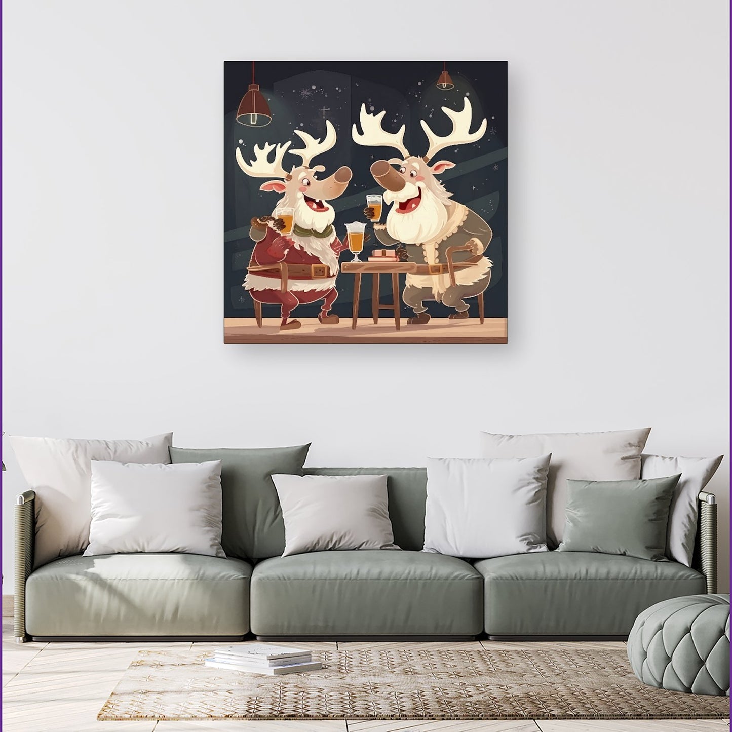 Reindeers Down The Pub Canvas