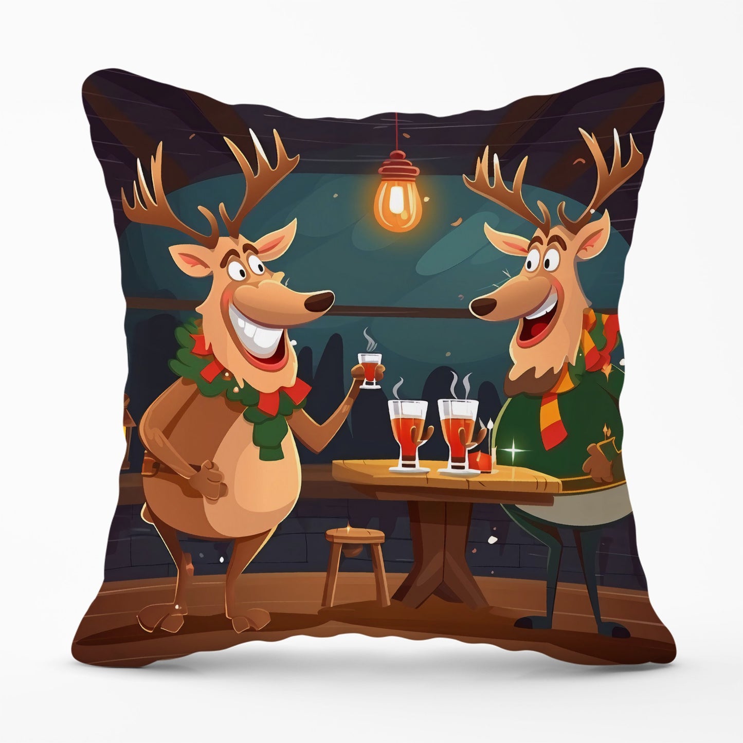 Reindeers Having A Beer Cushions