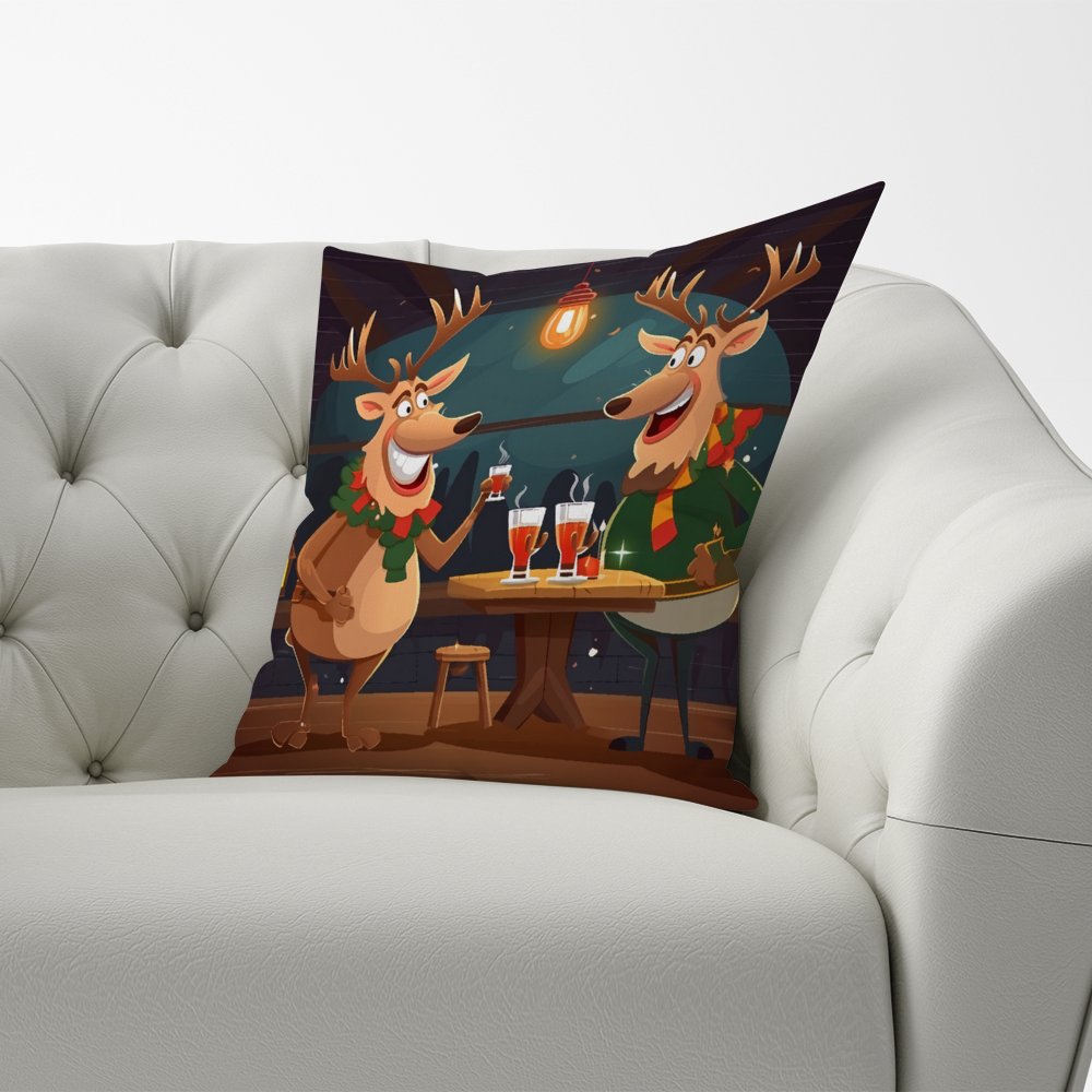 Reindeers Having A Beer Cushions