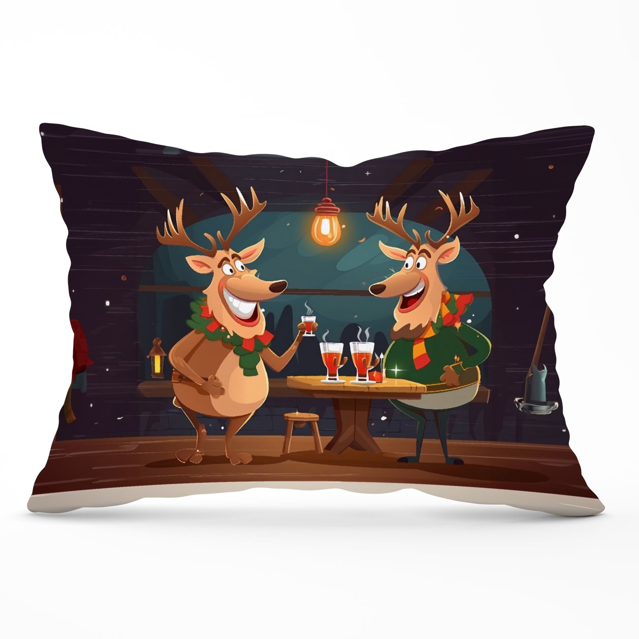 Reindeers Having A Beer Cushions