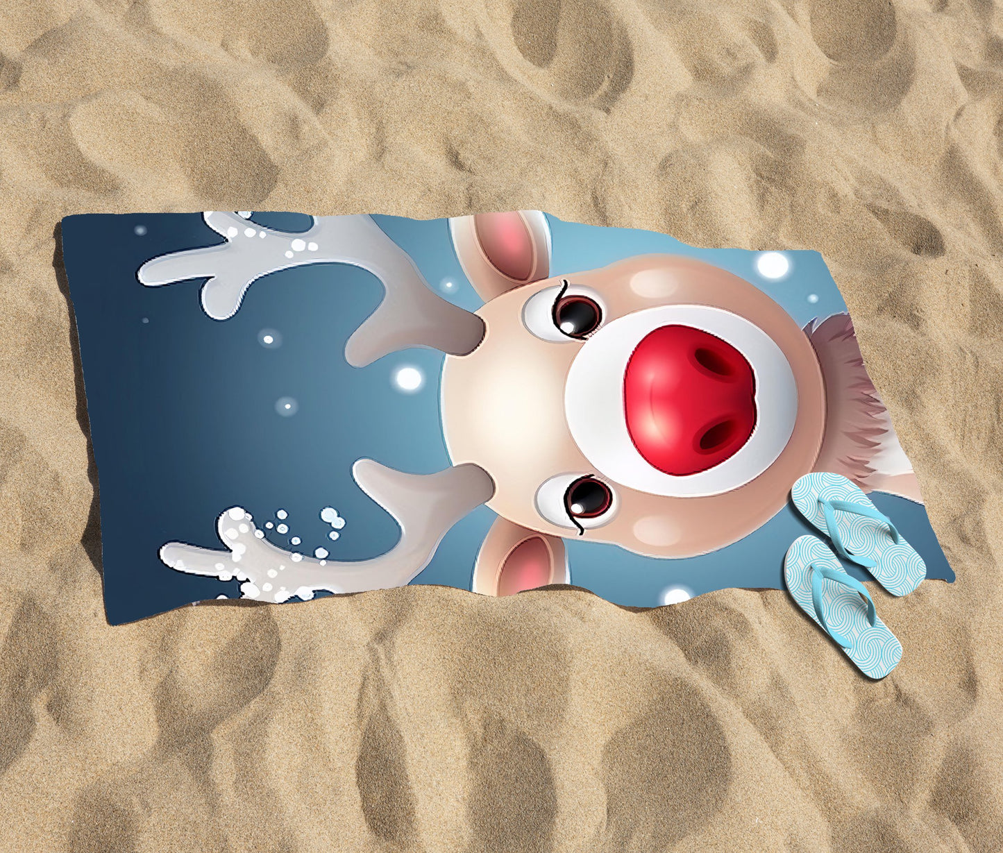 Rudolph With His Red Nose Beach Towel