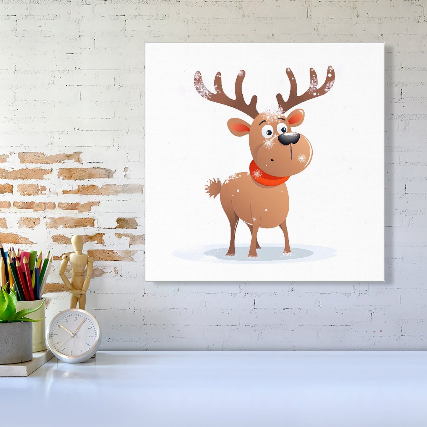 Reindeer In A Scarf Canvas