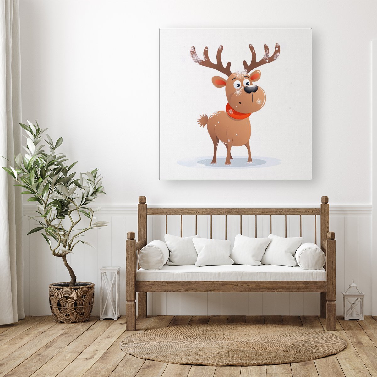 Reindeer In A Scarf Canvas