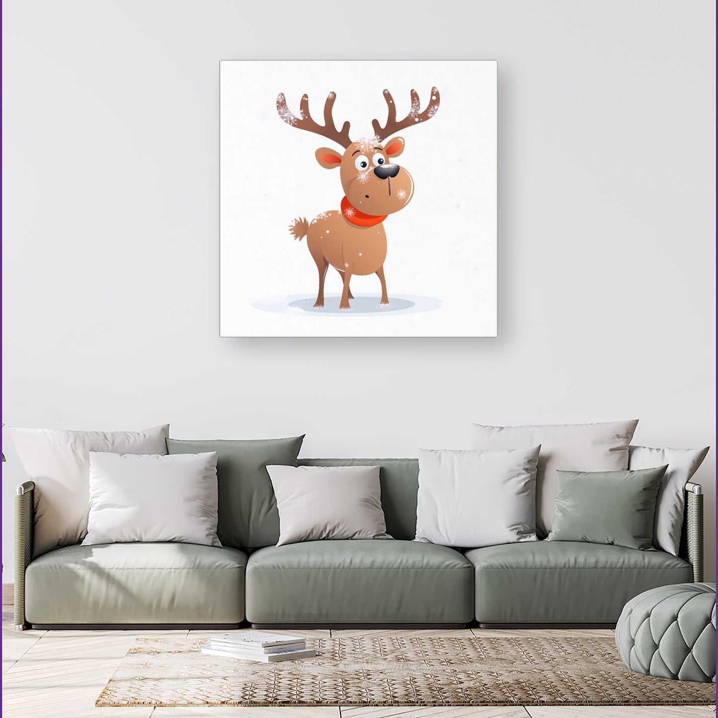 Reindeer In A Scarf Canvas