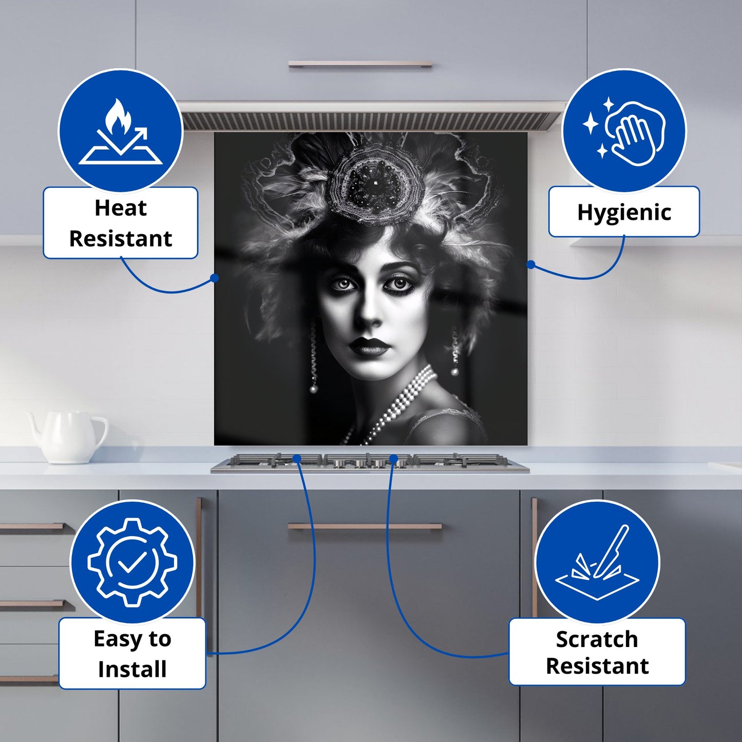 Edwardian Showgirl Splashart Kitchen Splashback