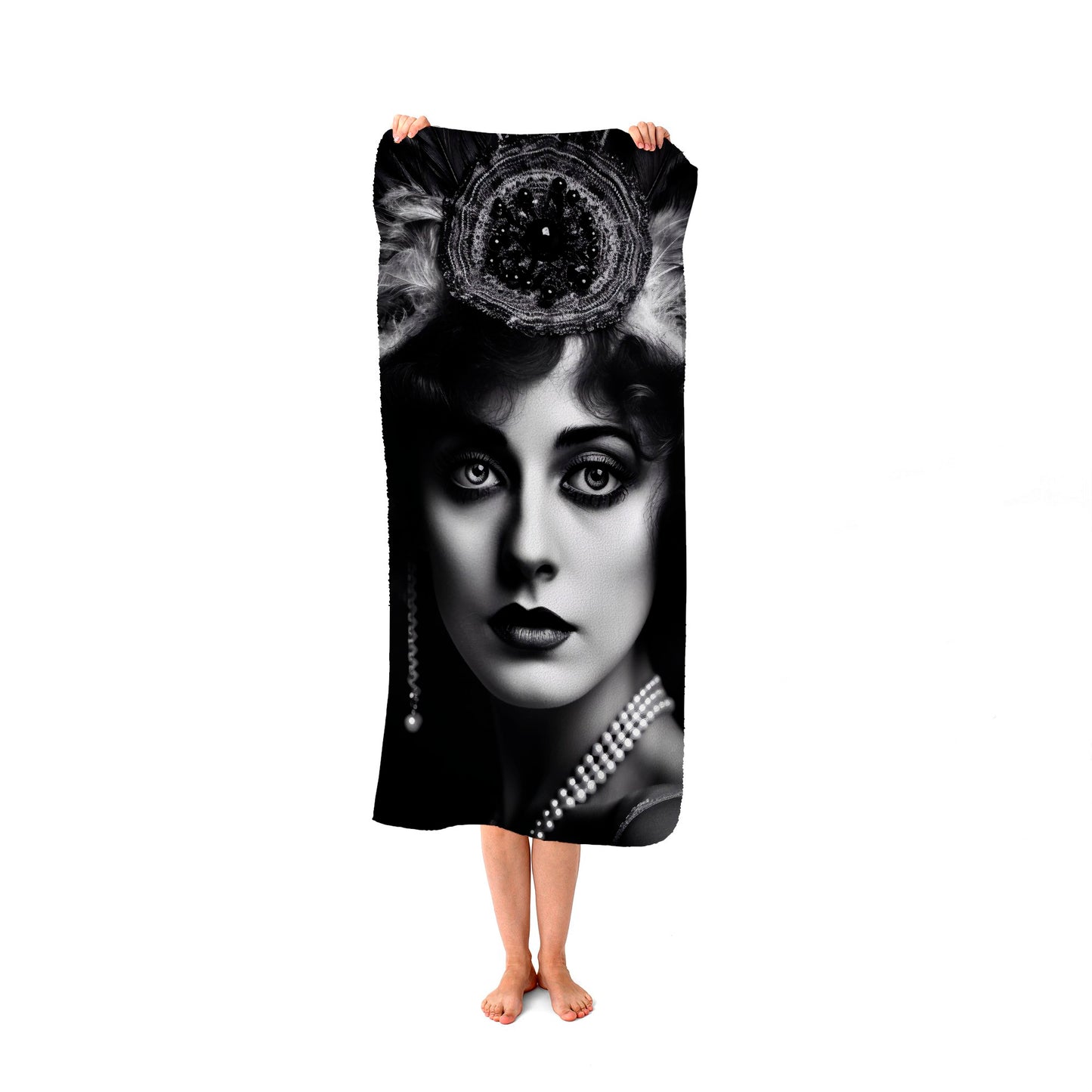 Edwardian Showgirl Splashart Beach Towel
