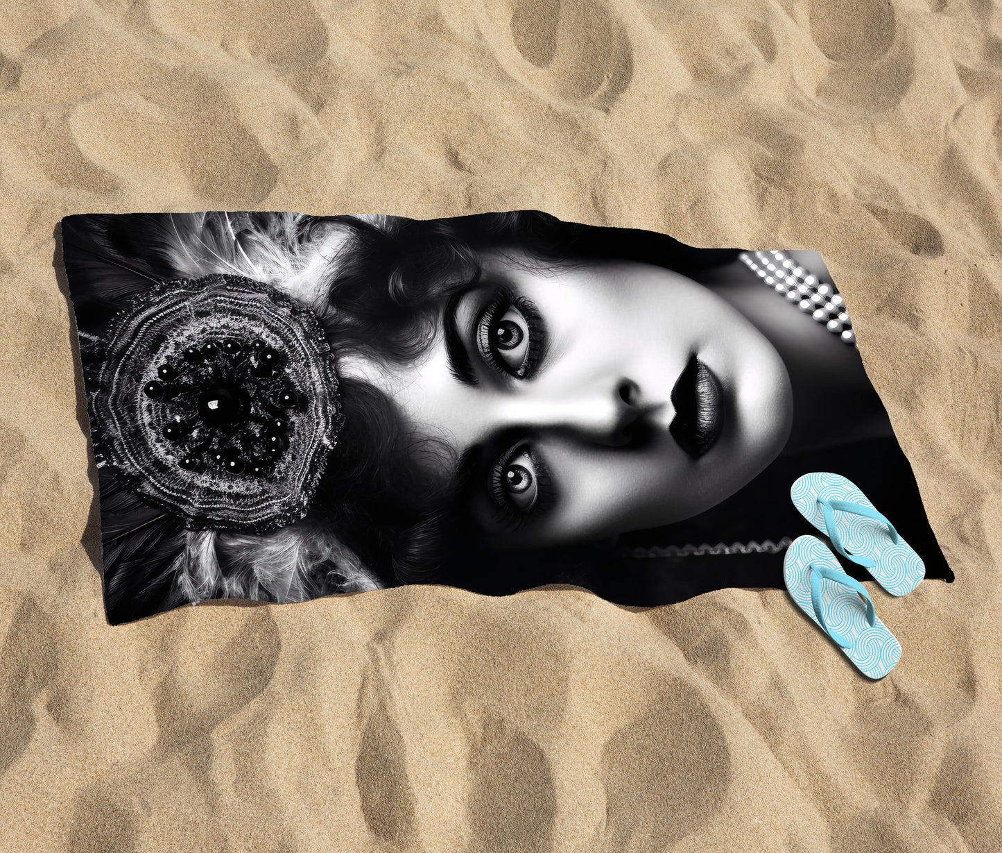 Edwardian Showgirl Splashart Beach Towel