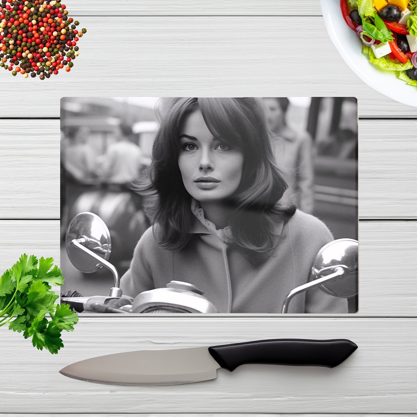 1960 Out On The Bike Chopping Board
