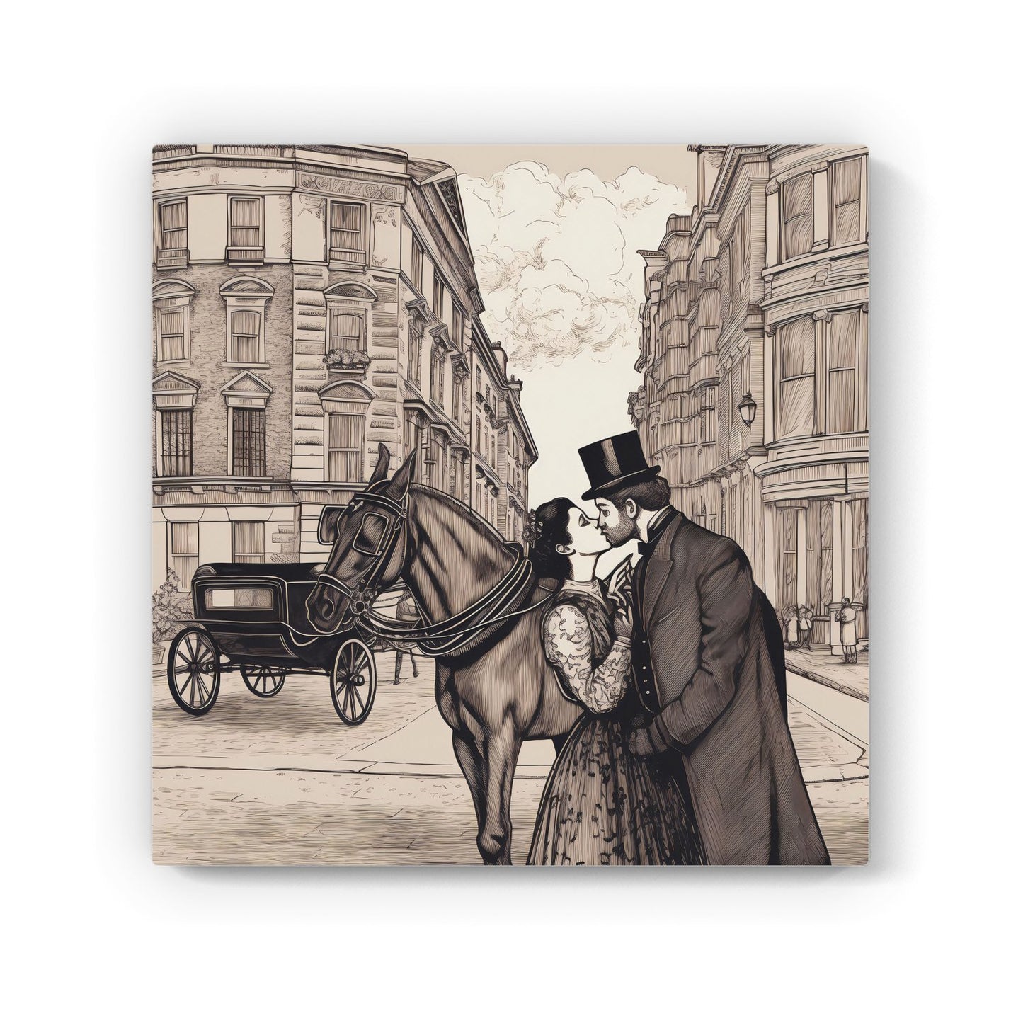 Victorian Lovers On A London Street Canvas
