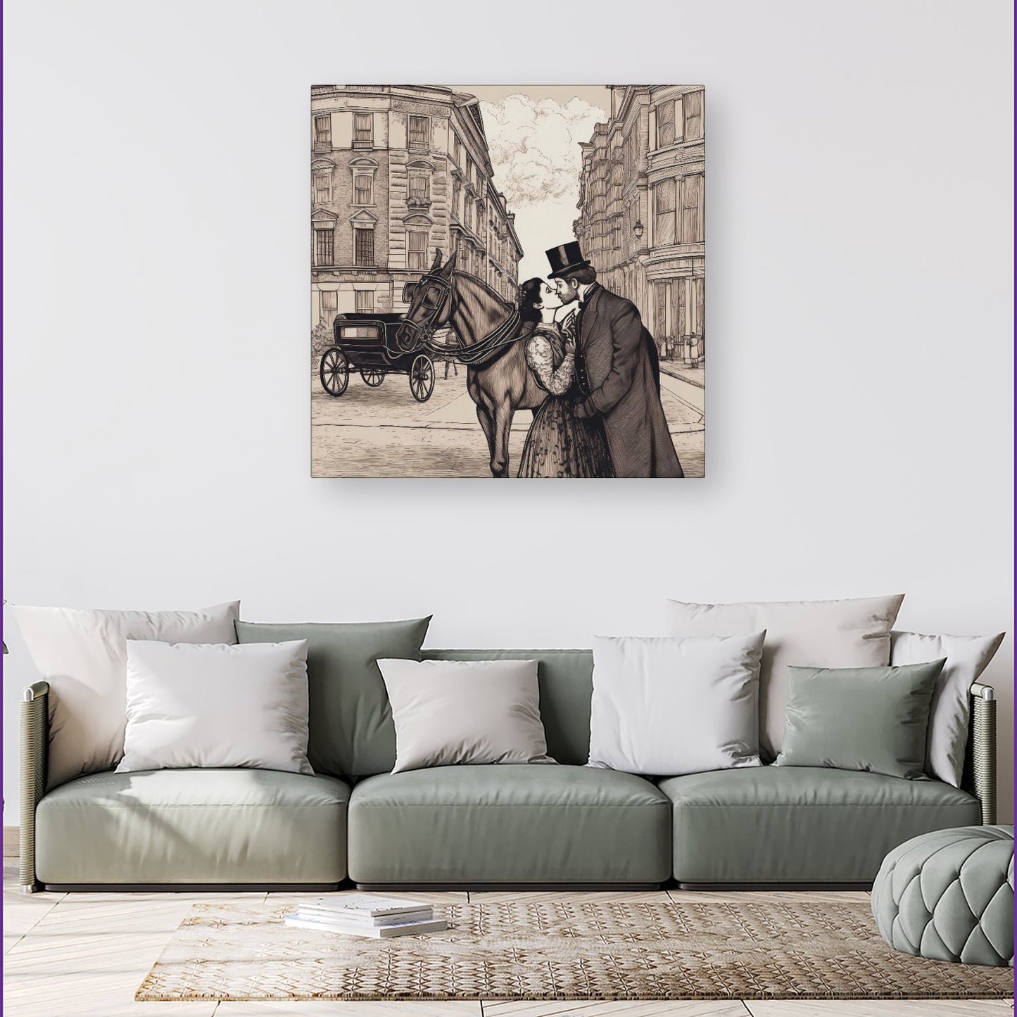 Victorian Lovers On A London Street Canvas