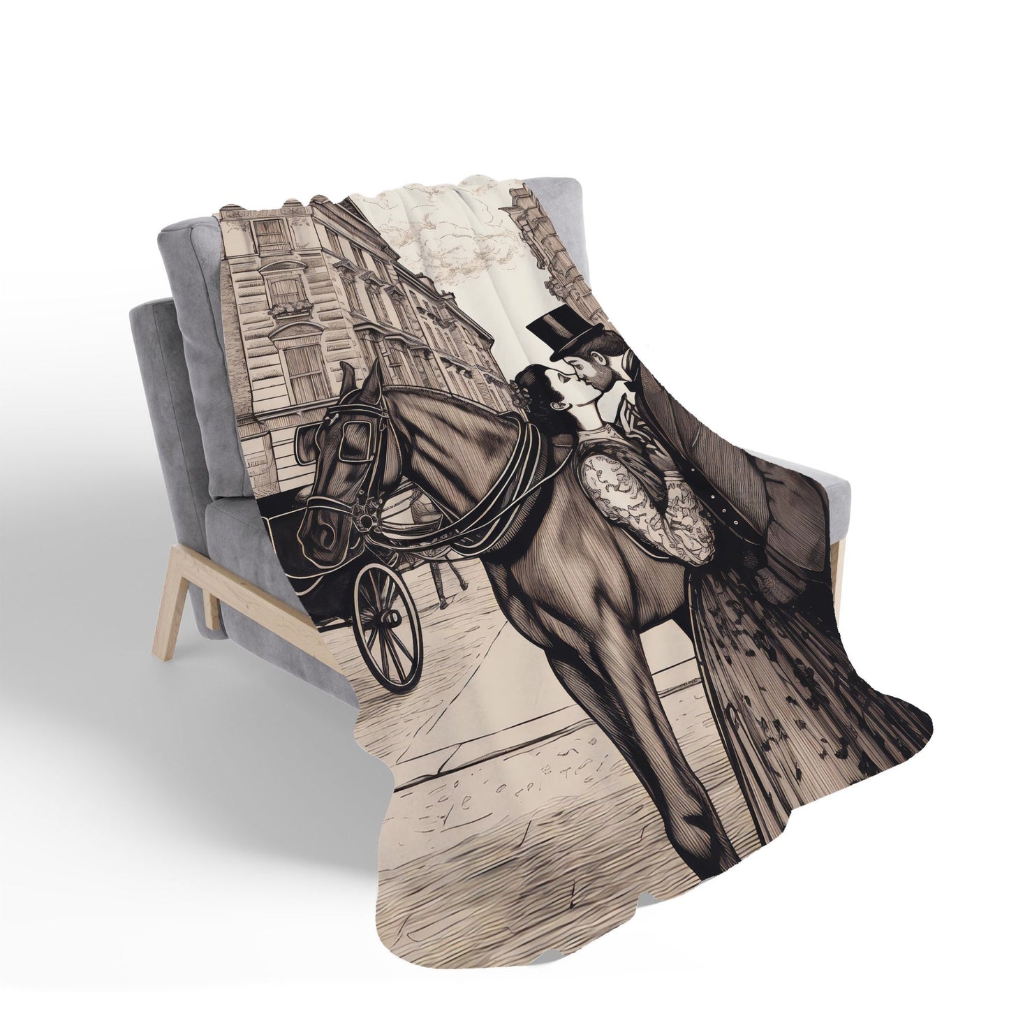 Victorian Lovers On A London Street Sherpa Blanket