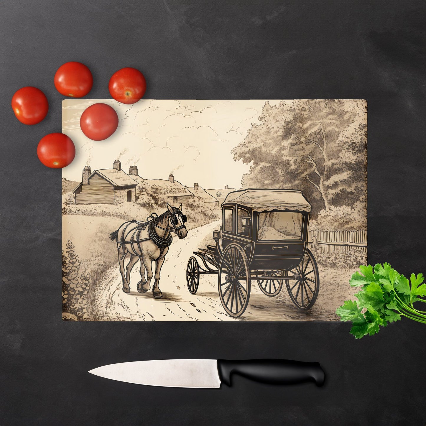 A Horse And His Cart Chopping Board