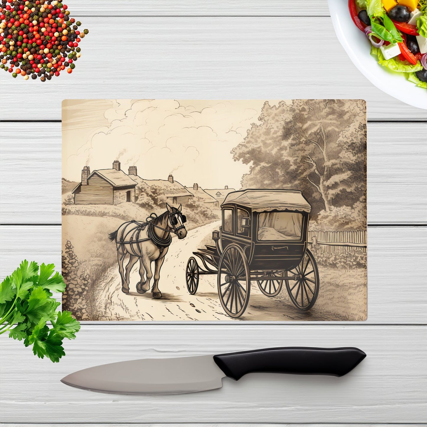 A Horse And His Cart Chopping Board